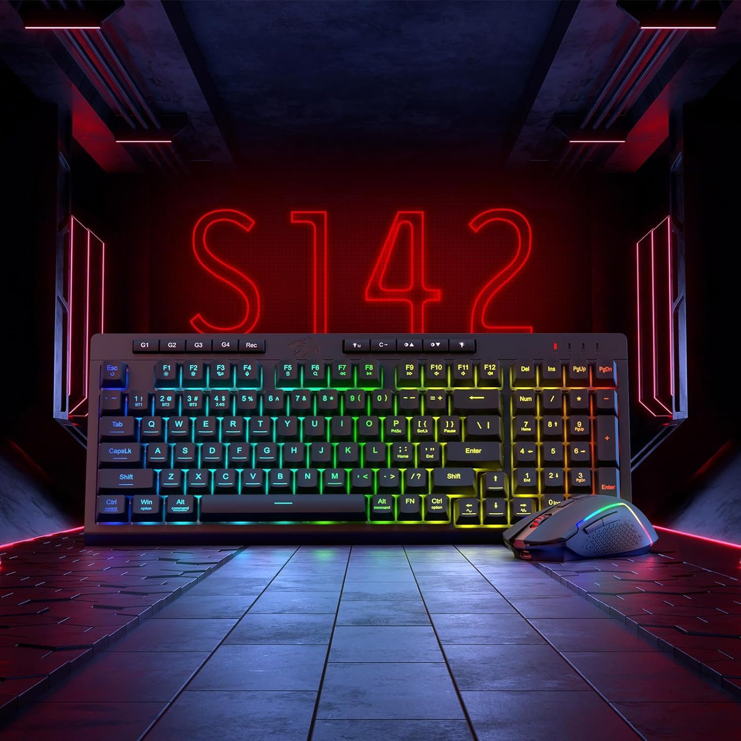 Redragon S142 Membrantastatur mit Maus, Gaming Tastatur- und Maus-Set, 2,4 GHz/Bluetooth/kabelgebunden, RGB, Anti-Ghosting, Programmierbar