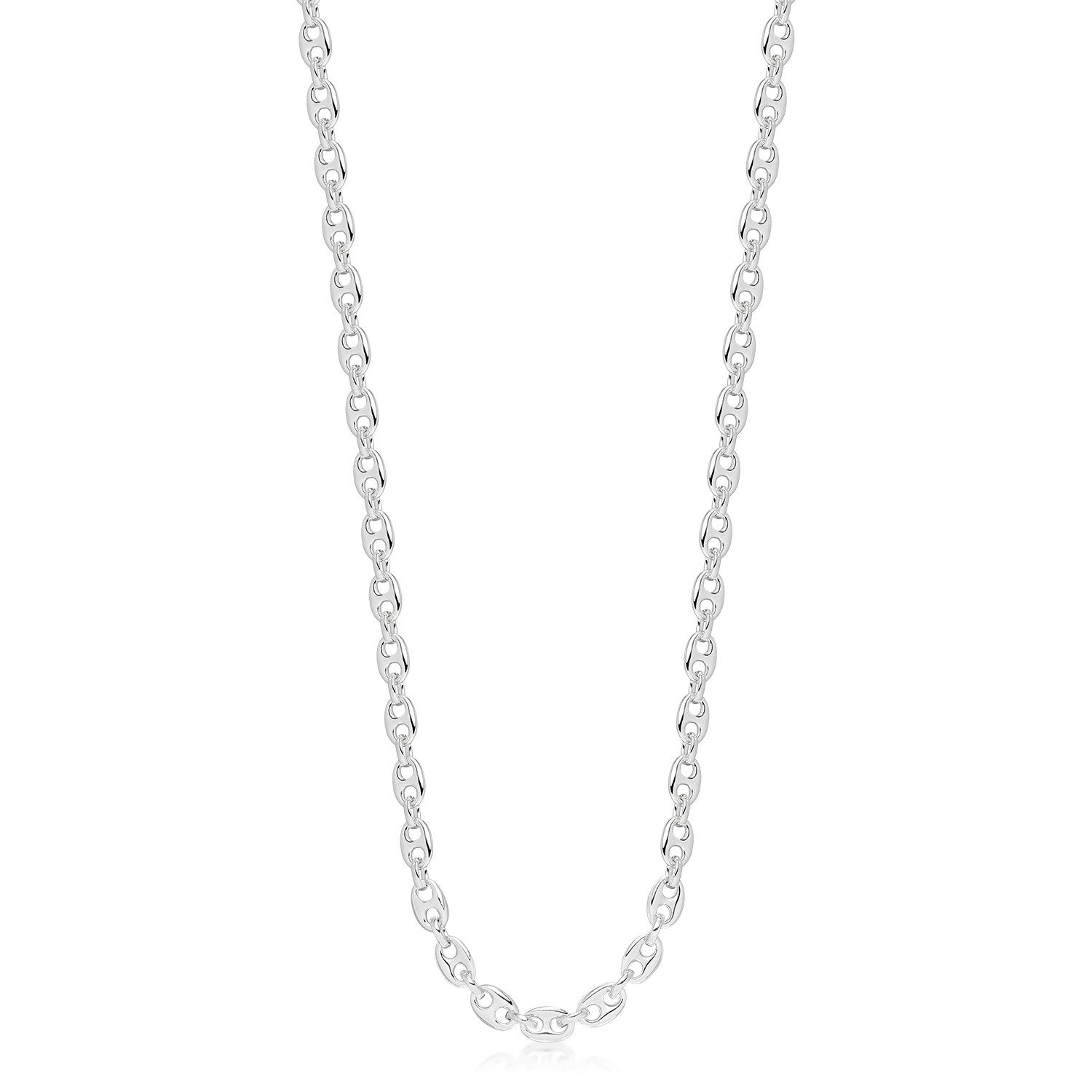 Materia Gliederkette Damen Silber Kaffeebohnenkette K106, 925 Sterling Silber, diamantiert