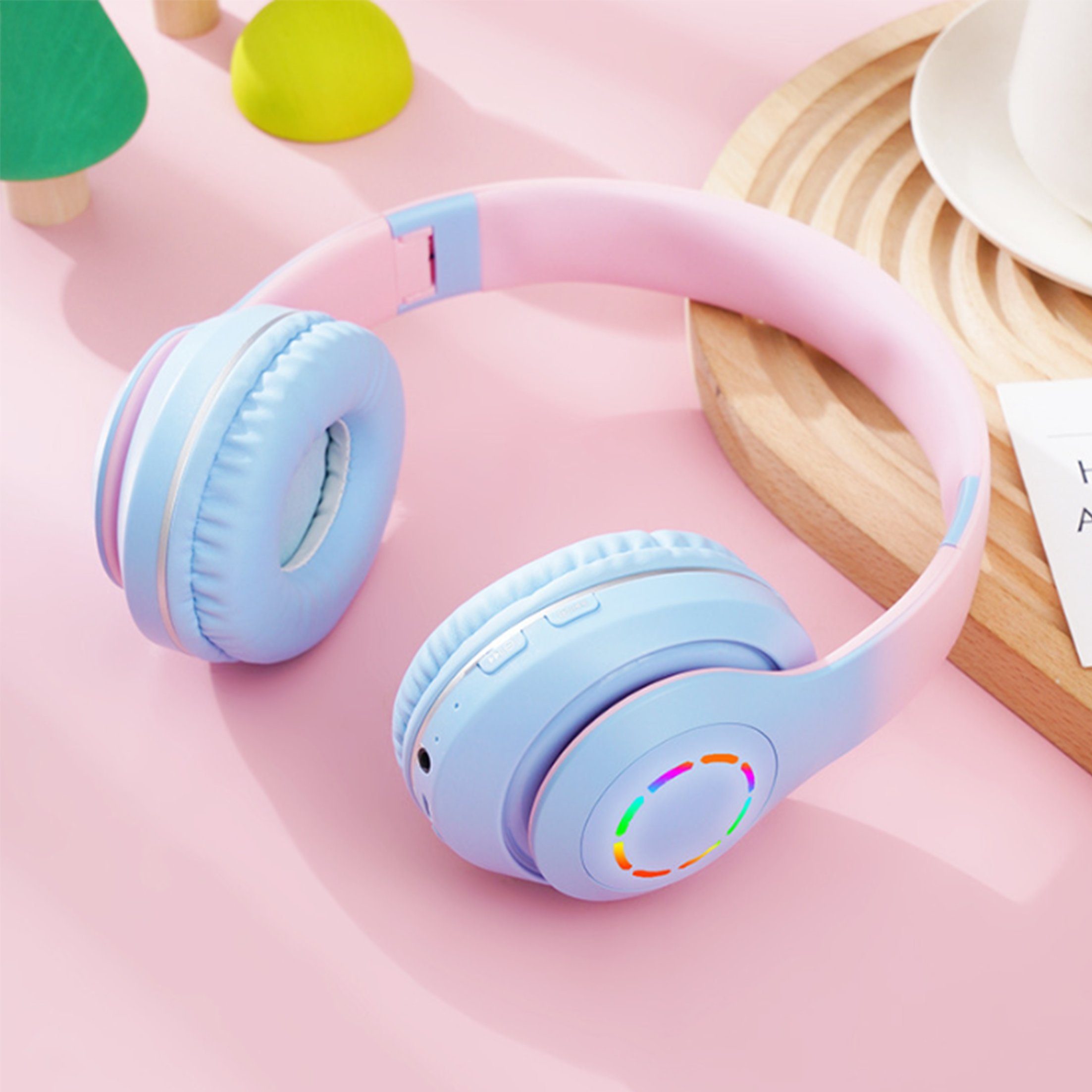 Kabelloses Blau Kopfhörer,Bluetooth-Kopfhörer,Over Ear Funk-Kopfhörer Headset Diida Farbverlauf
