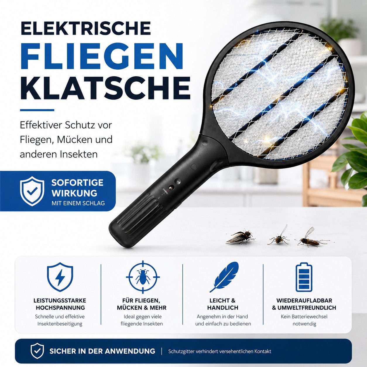 TK Gruppe Fliegenklatsche Elektrische Fliegenklatsche, drei Ausführungen von 33,5 bis 45 cm – Bild 3 von 5