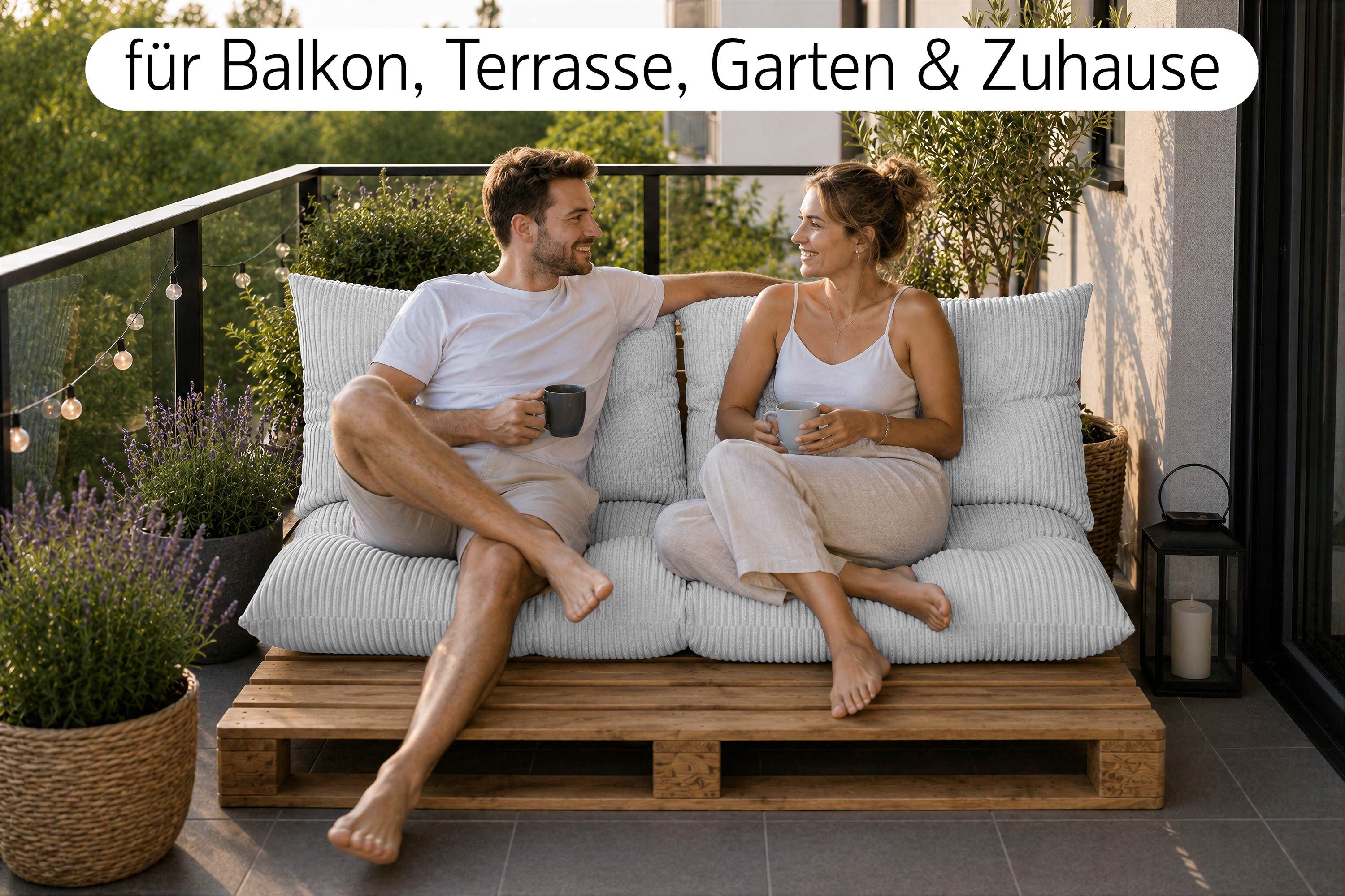 Amilian Palettenkissen Set 3-teilig Palettenauflagen für Europaletten, Balkon, Terrasse, Sitzkissen 120x60 cm + 2x Kissen 40x60 cm