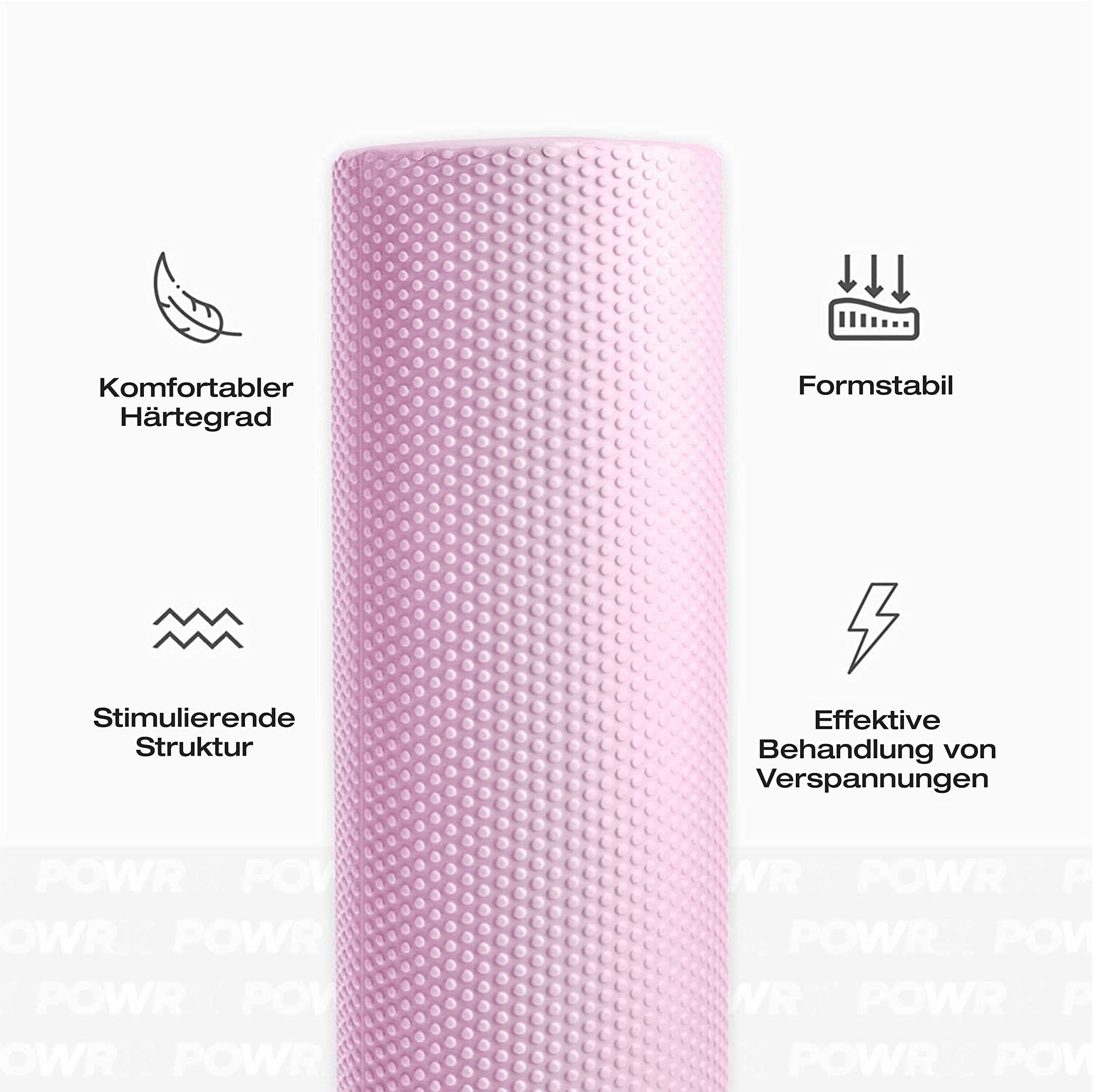 POWRX Yoga-/Pilates-/Schaumstoff-Roller Pink - X Cm 15 90 45/90cm für Pilatesrolle Faszien-Training,