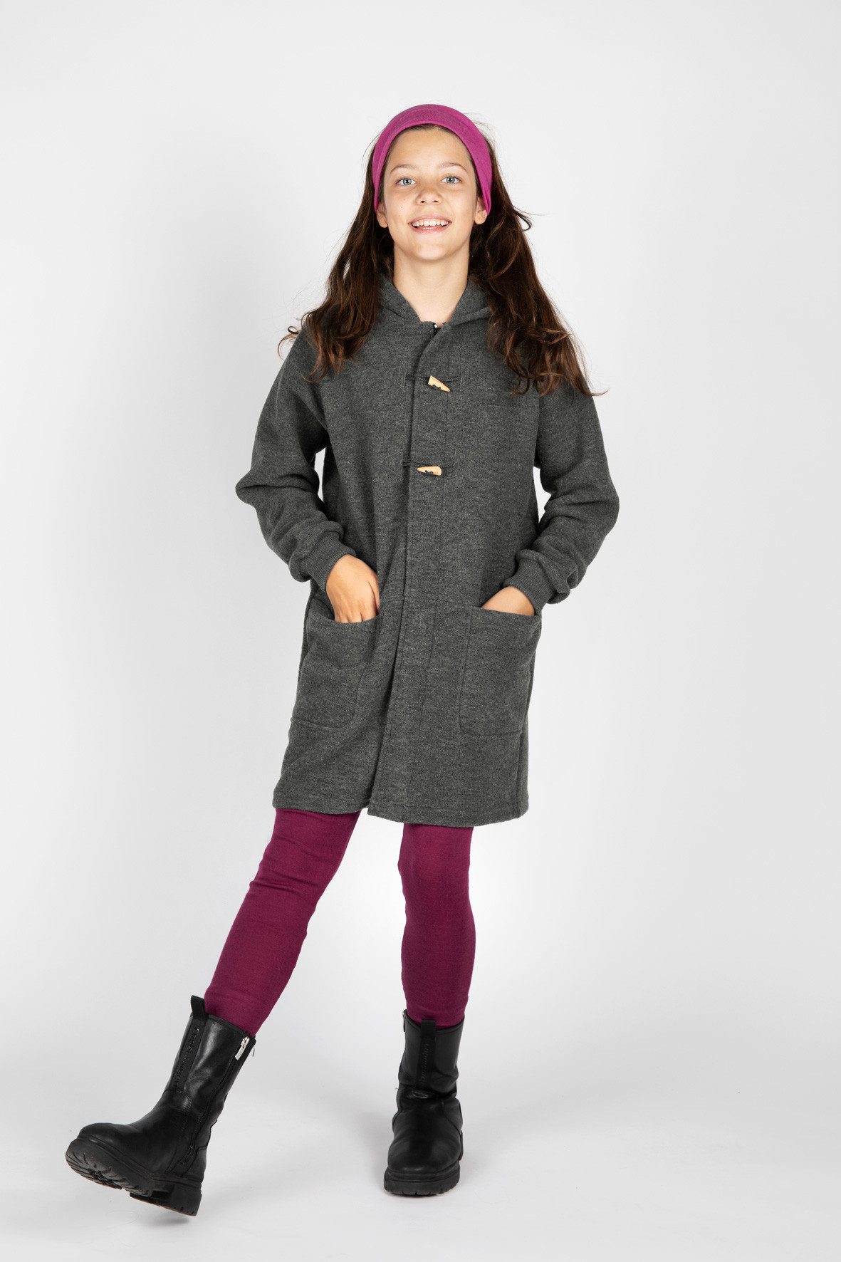Engel Naturkleidung Wollmantel Kinder-Mantel, Walk mit Kapuze