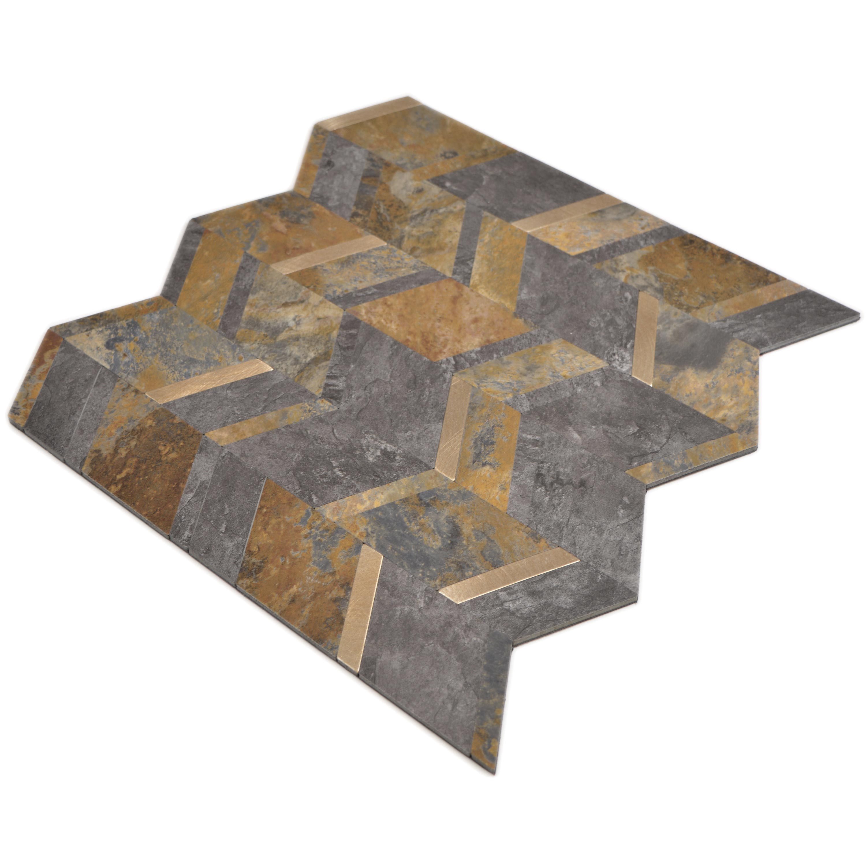 Mosafil Mosaikfliesen Vinyl Mosaikfliesen Meridian Steinoptik, Vinyl 28.000x29.000, gold-bronze-braun