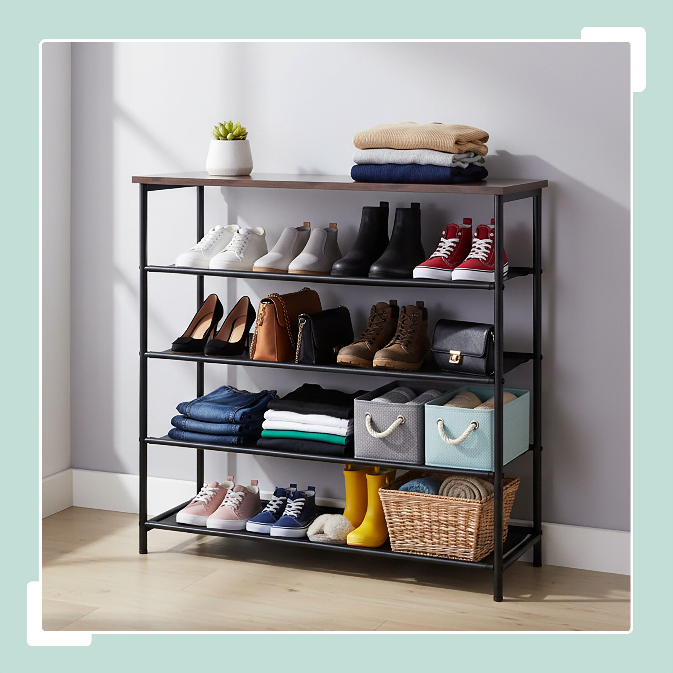 relaxdays Schuhregal mit Ablage, Industrial-Schwarz günstig online kaufen