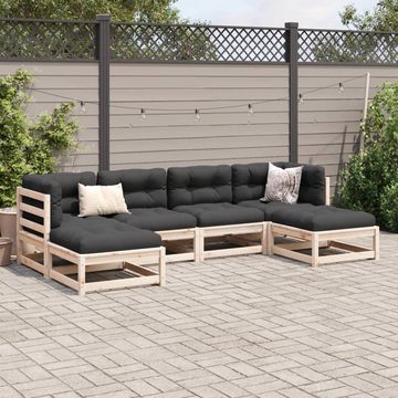 vidaXL Gartenlounge-Set 6-tlg. Garten-Sofagarnitur mit Kissen Massivholz Kiefer, (1-tlg)