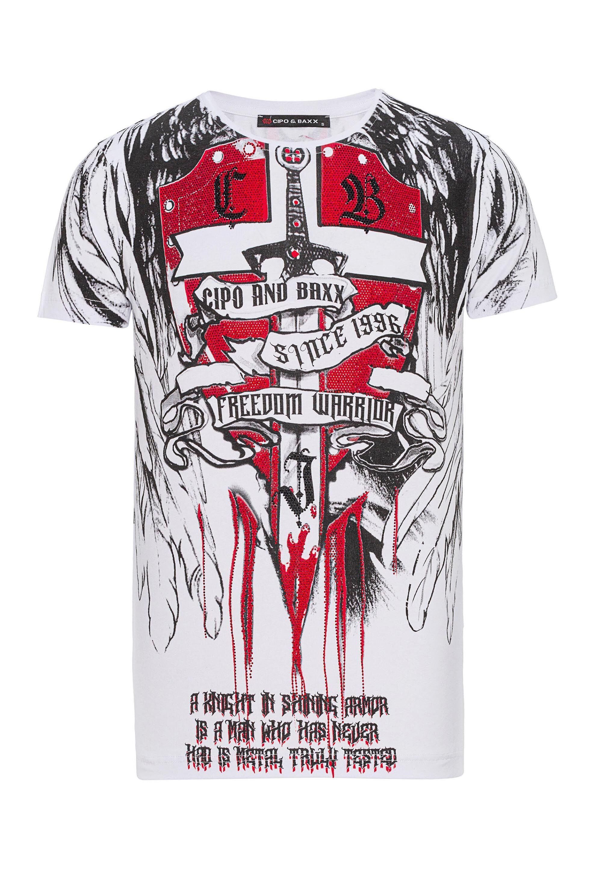 Cipo & Baxx T-Shirt T-Shirt mit coolen Prints, Vorder- und Rückseite günstig online kaufen