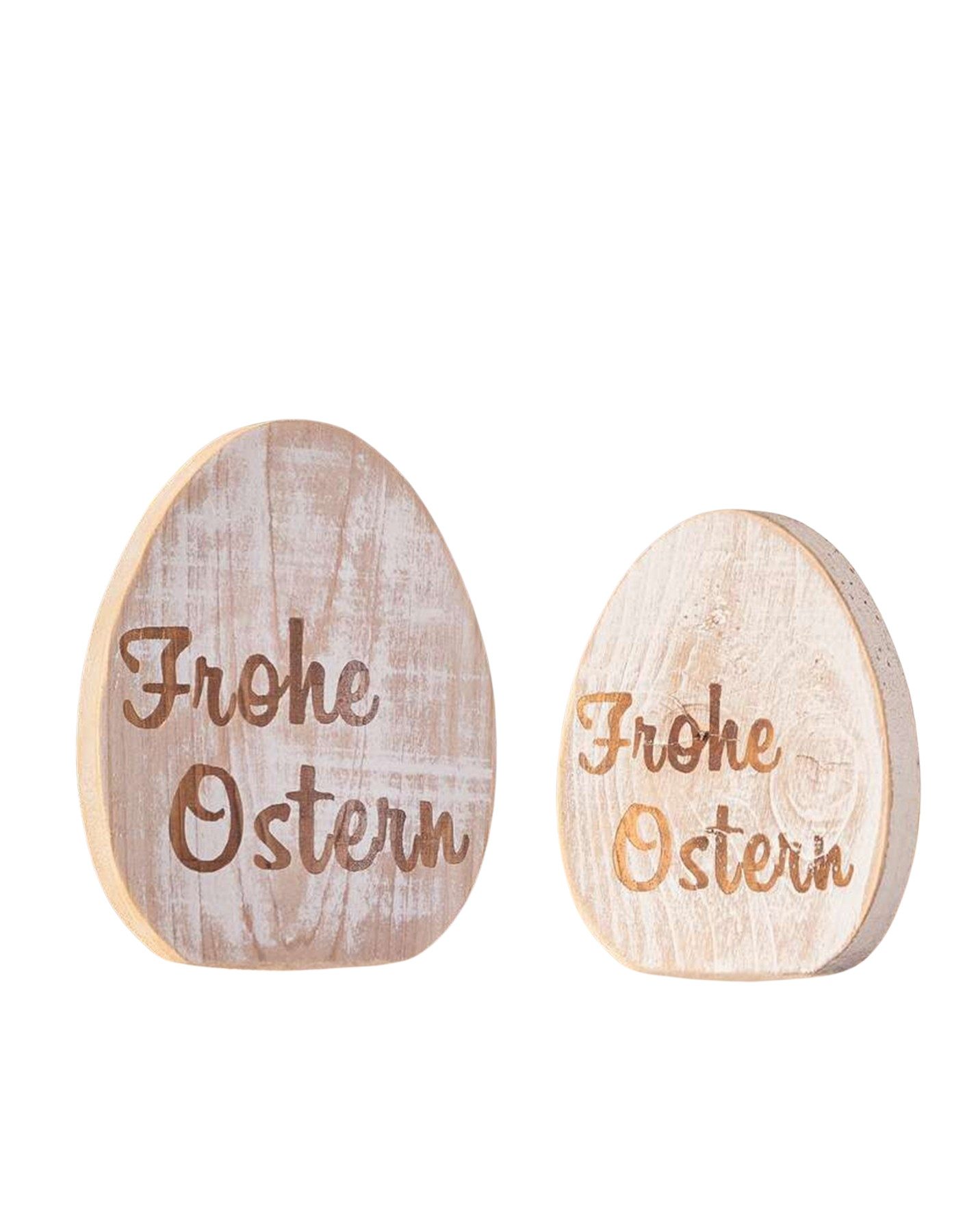 Osterei "Frohe Ostern" Deko-Ei aus Holz, weiß gekalkt, Dekofigur, Osterdeko