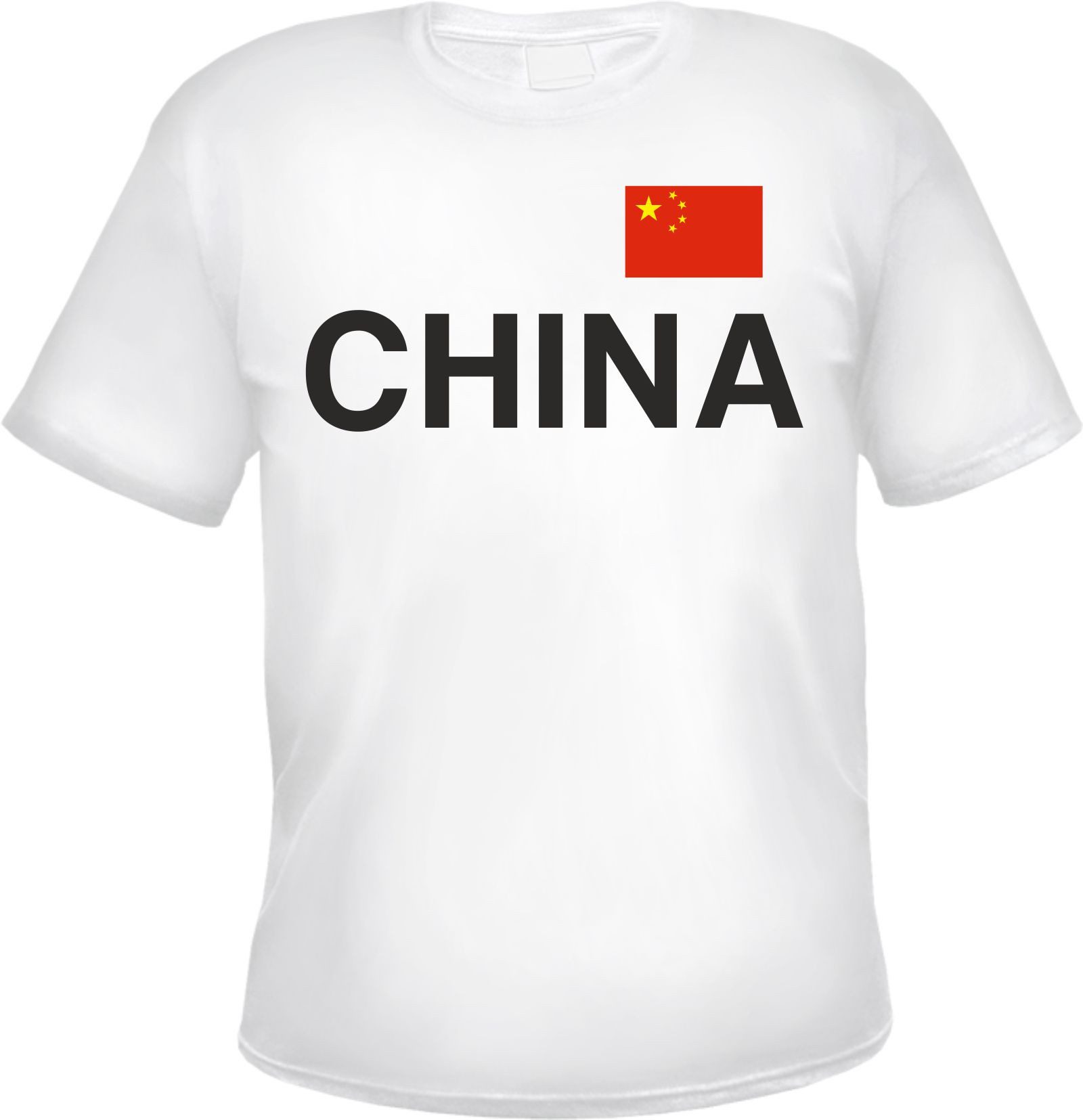 HB-Druck T-Shirt China Herren Shirt-Blockschrift mit Flagge - Volksrepublik China Asien aus 100% Baumwolle mit strapazierfähigem Aufdruck