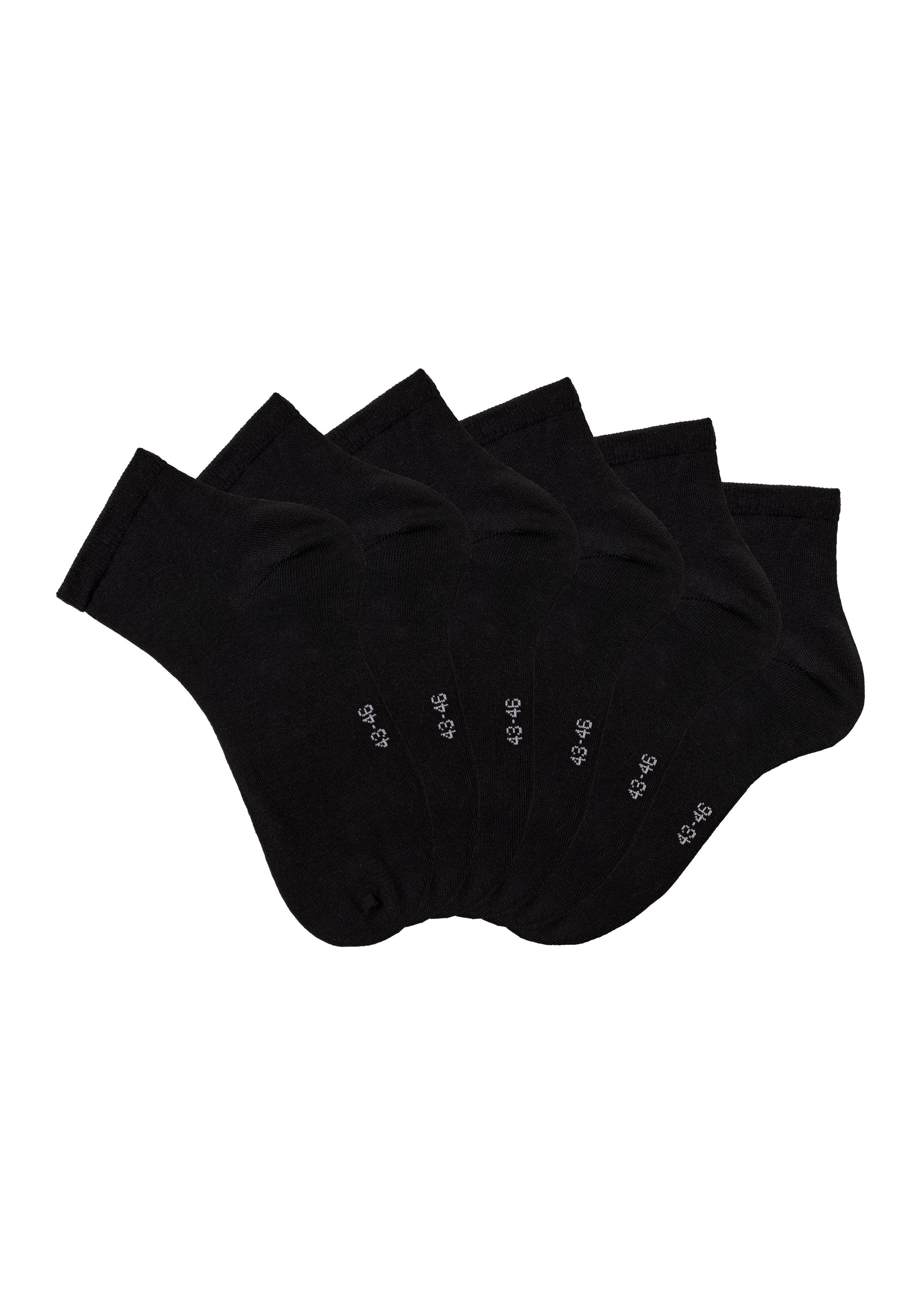 Markenlogo Bündchen schwarz eingestricktem im (6-Paar) Kurzsocken 6x Bench. mit