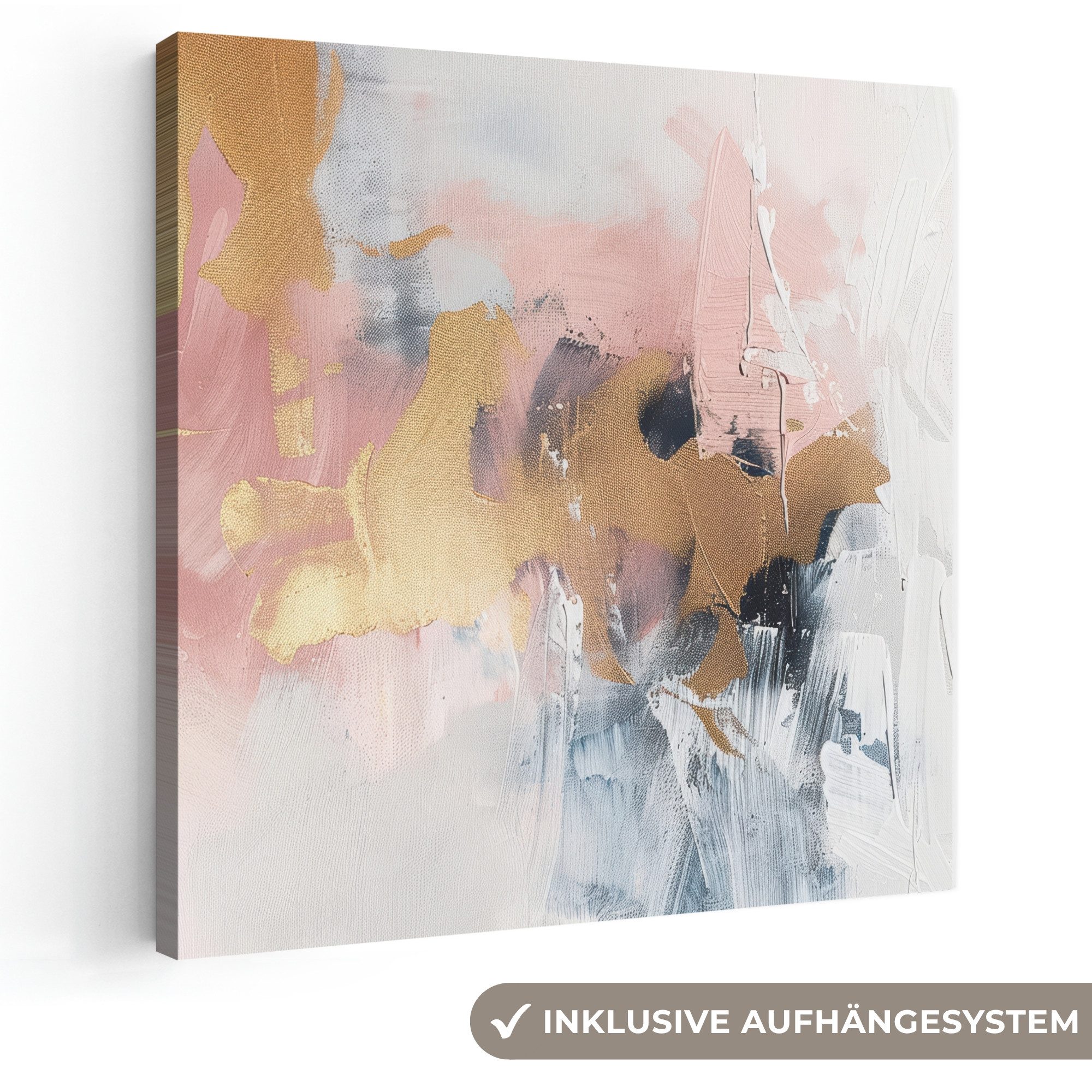 OneMillionCanvasses® Leinwandbild Abstrakt - Pastellfarben - Gold - Modern - Ästhetisch, Fotodruck (1 St), Wandbild, Deko Schlafzimmer Wohnzimmer Flur 20x20 cm