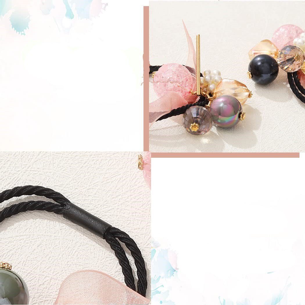 3 Damen-Stirnbänder mit Stretch-Perlen, Stück Rosa, Strasssteinen, (3-tlg) WaKuKa Diadem