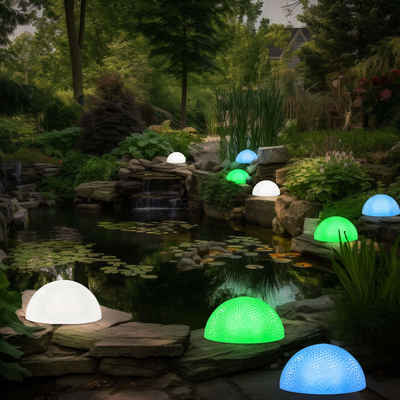 etc-shop Gartenleuchte, LED-Leuchtmittel fest verbaut, Farbwechsel, Außenlampe Gartendeko Halbkugelleuchte