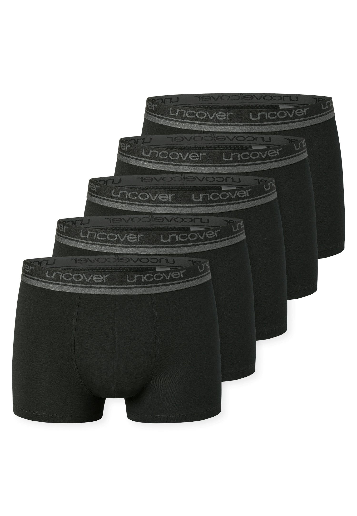uncover by SCHIESSER Boxer Uncover Cotton (5er Pack) ohne Eingriff, elastisch, Single Jersey, Logo-Bund