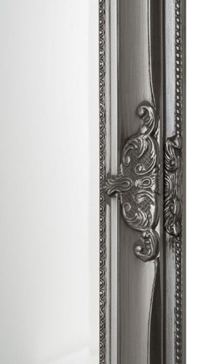 Casa Padrino Barockspiegel Barock Wandspiegel Handgefertigter mit Spiegel Holzrahmen H. und 190 65 - x Silber Barock Verzierungen cm wunderschönen