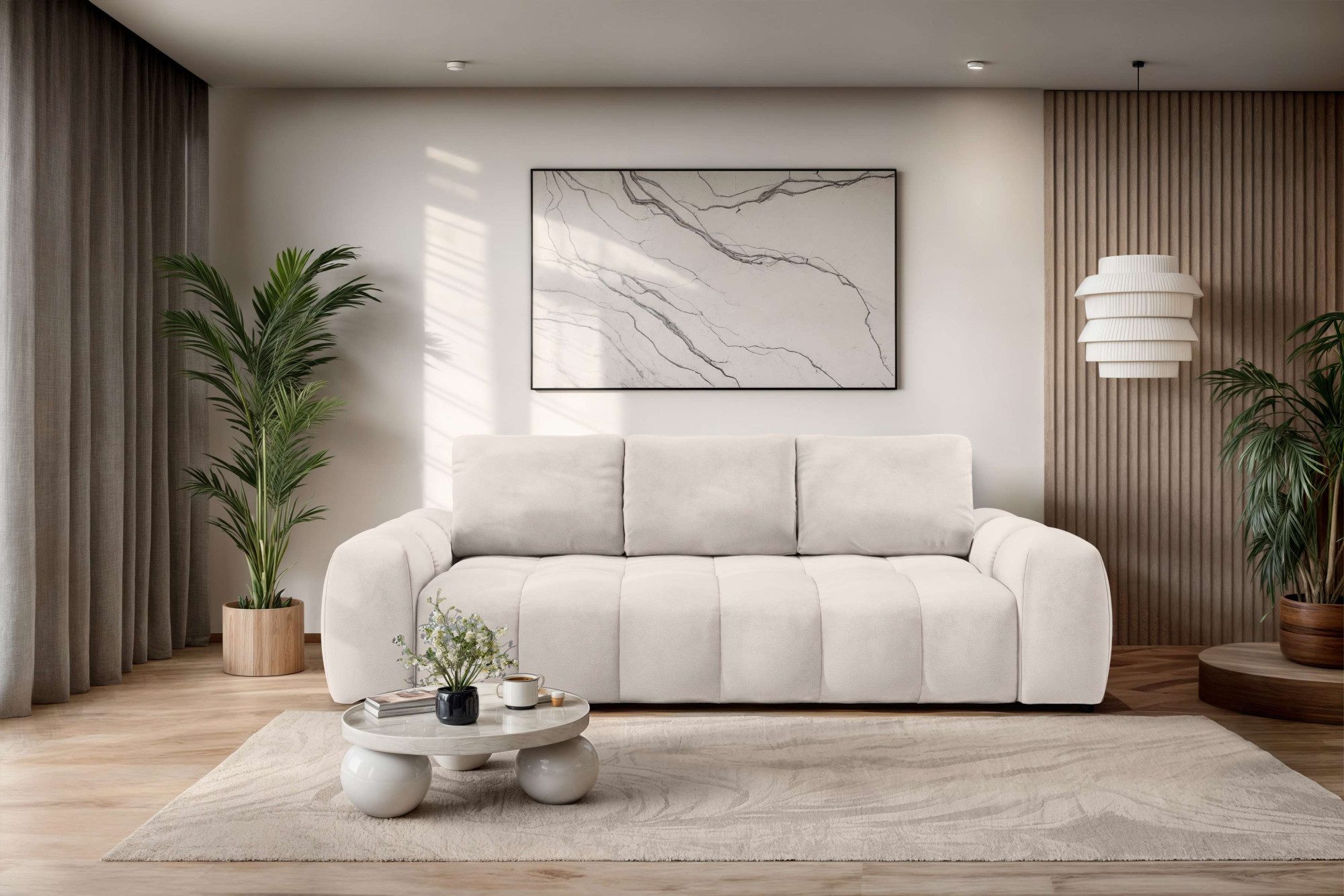 OTTO home 3-Sitzer AZITA optionale Schlafsofa mit Bettkasten, Breite 253cm, Sofa mit Wellenunterfederung, Bubble-Optik, Verlässliche Qualität