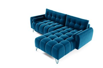 MOEBLO Ecksofa OHIO, Elegante Ecke Couch mit Schlaffunktion Bettzeugablage L-förmiges Wohnzimmergarnitur Sofagarnitu - (BxHxT): 245x176x94 cm, mit Schlaffunktion und Bettkasten