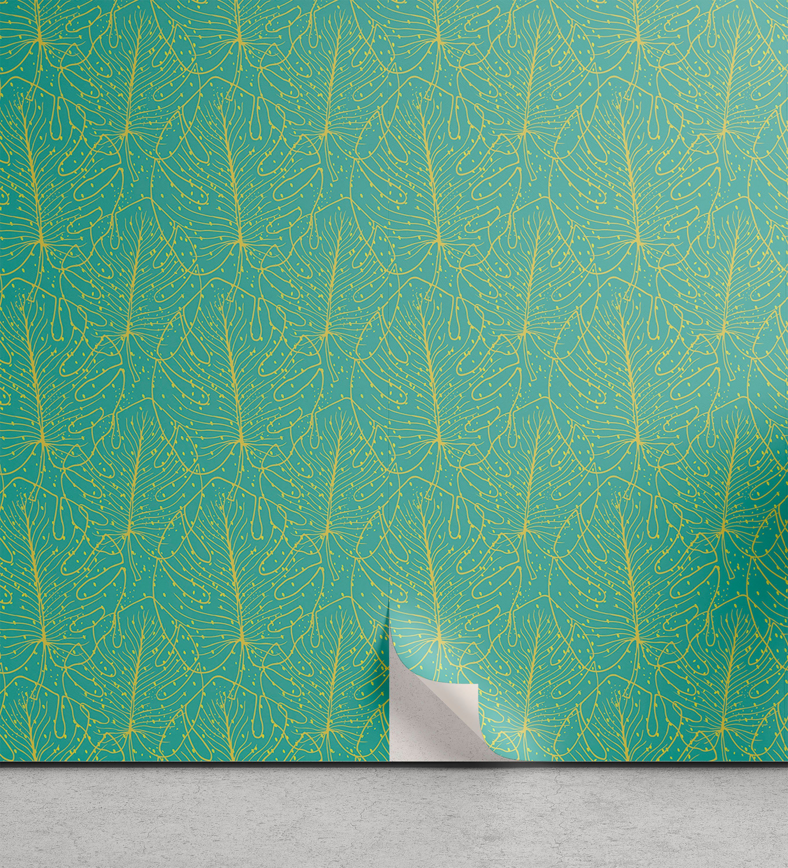 Abakuhaus Vinyltapete selbstklebendes Wohnzimmer Küchenakzent, Blatt Tropical Monstera und Spots