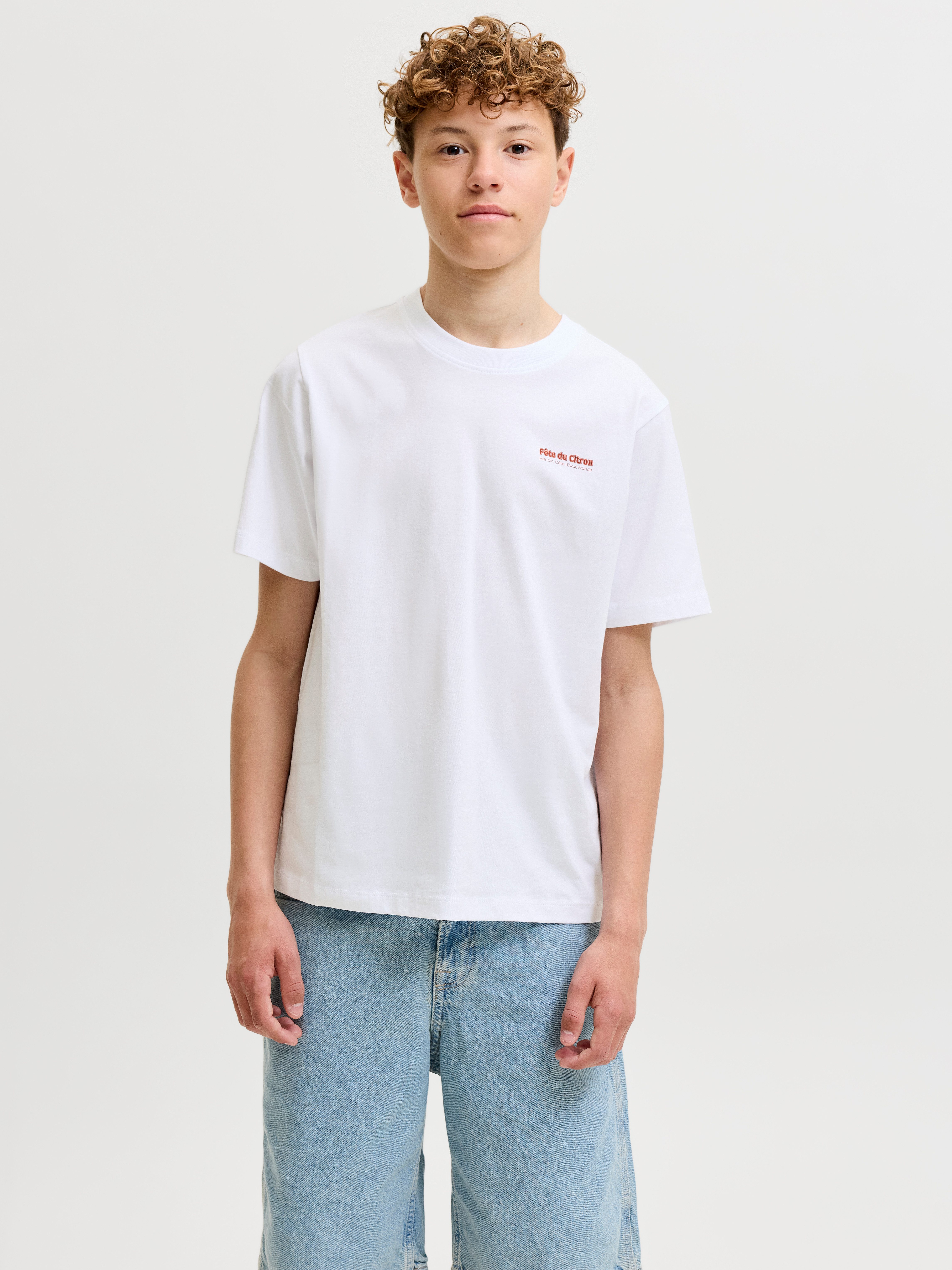 Jack & Jones Junior T-Shirt JJLEMON TEE SS CREW NECK JNR mit Logoprint