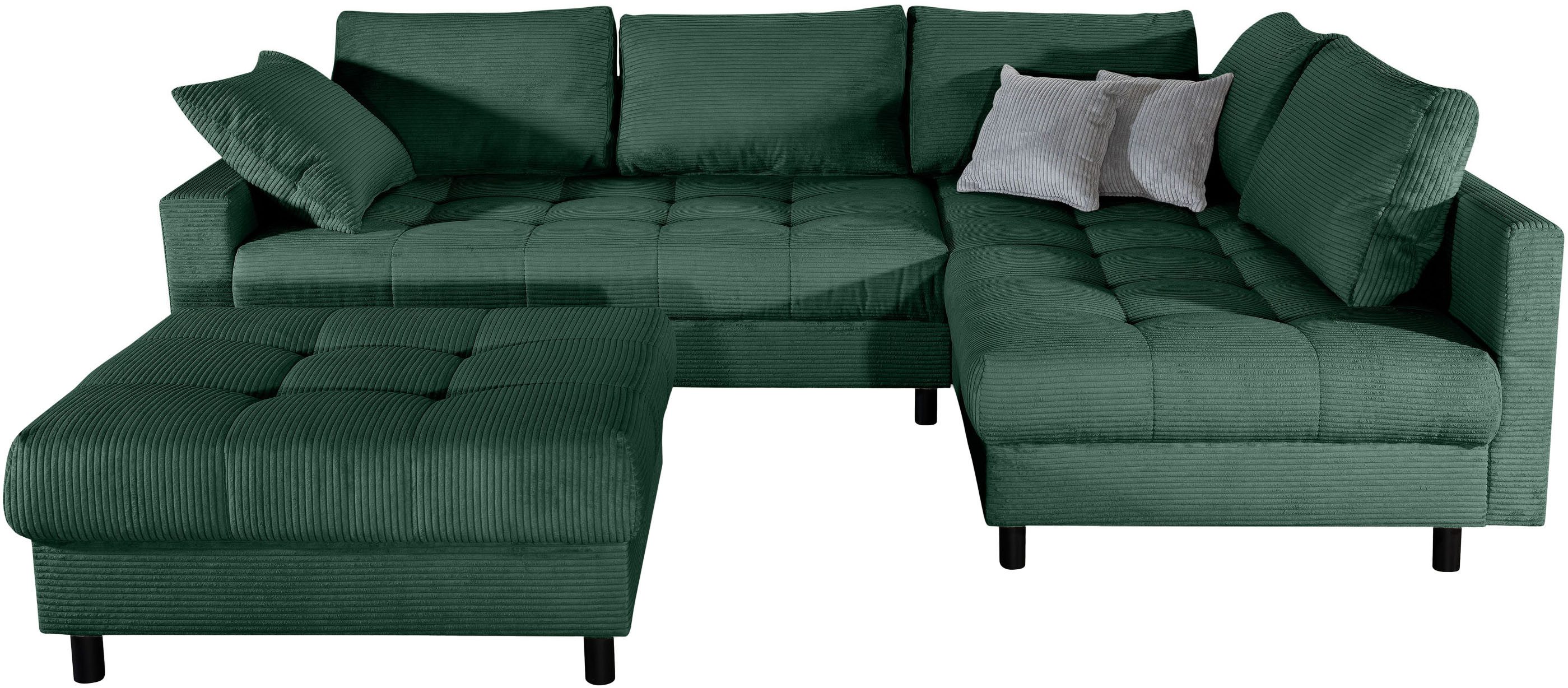 COLLECTION AB Ecksofa Toni L-Form 274 cm, Set: Sofa & Hocker, 2 Zierkissen, Bonell-Federkern
