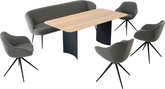 K W Komfort Wohnen Essgruppe »ZOOM«, abgerundete Essgruppe mit Solobank, 4 Sesseln und 1 Tisch  - Onlineshop Otto