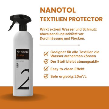Nanotol Textilien Protector Imprägnierspray (Nanoversiegelung für Schuhe, Kleidung, Polstermöbel, Markisen, Teppiche etc. - ein Produkt für ALLE Textilien, 20m² pro L), lösungsmittelfrei, geruchslos, 100% durchsichtig