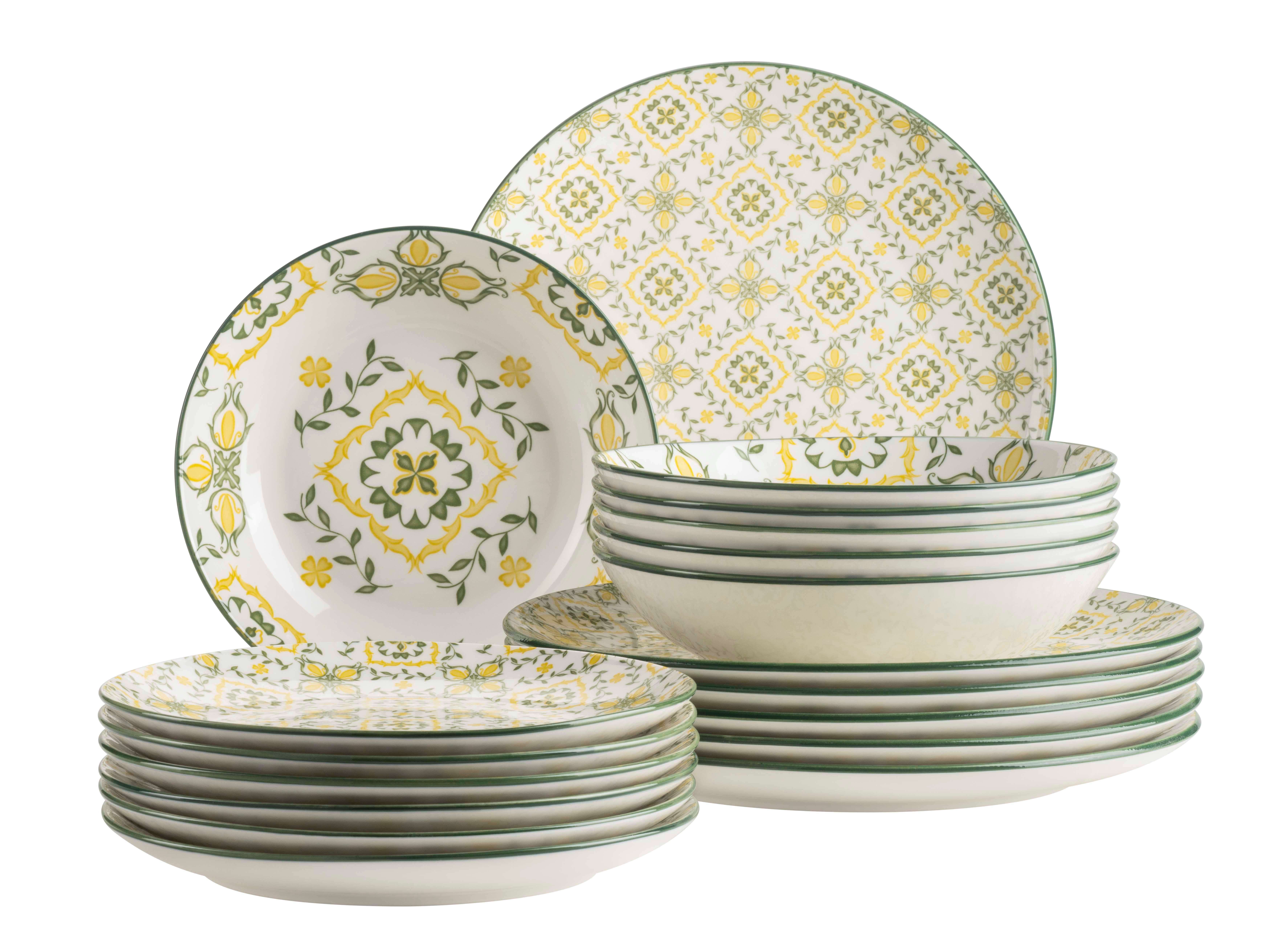 MÄSER Teller-Set Granada (18-tlg), 6 Personen, Porzellan, Geschirr-Set, Service