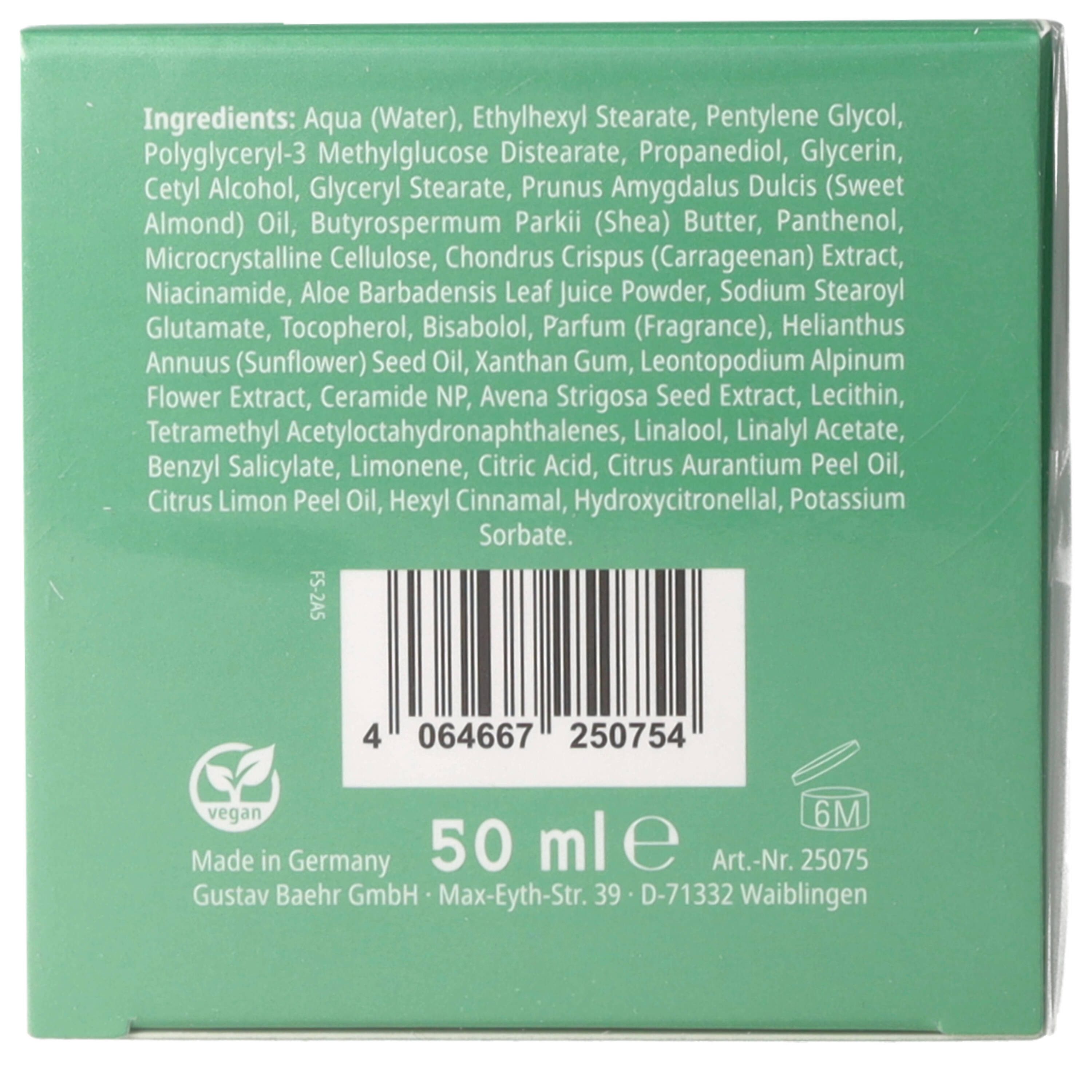 BAEHR BEAUTY CONCEPT Gesichtspflege Baehr Beauty Concept Aloe Vera 24h-Creme 50ml perfekt als Make-up-Unterlage, 1-tlg., intensive Feuchtigkeit dank Sheabutter & Mandelöl