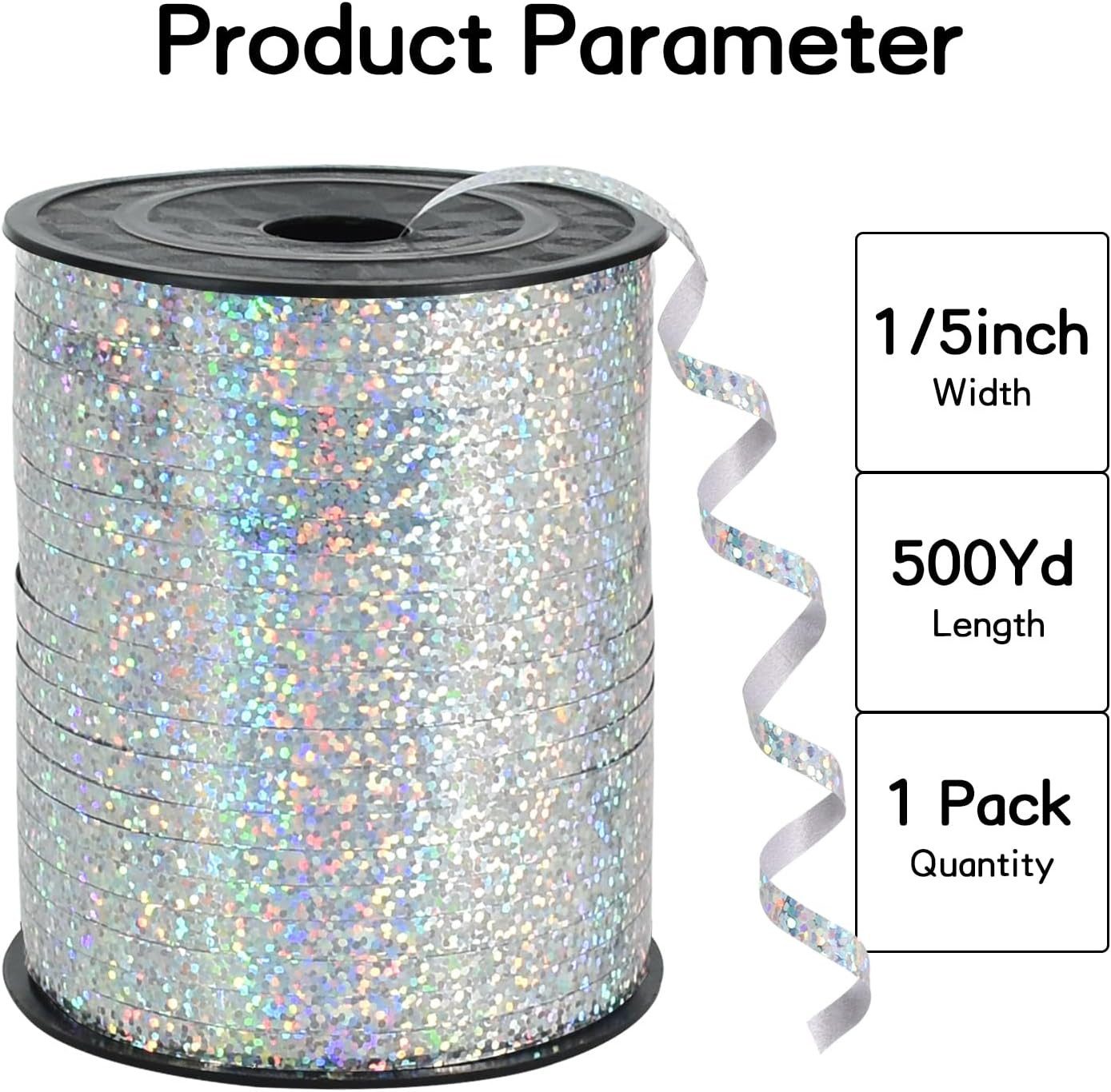 FELIXLEO Geschenkband Laser Geschenkband Silber 5 mm 400 m Ballonband Geschenkverpackung