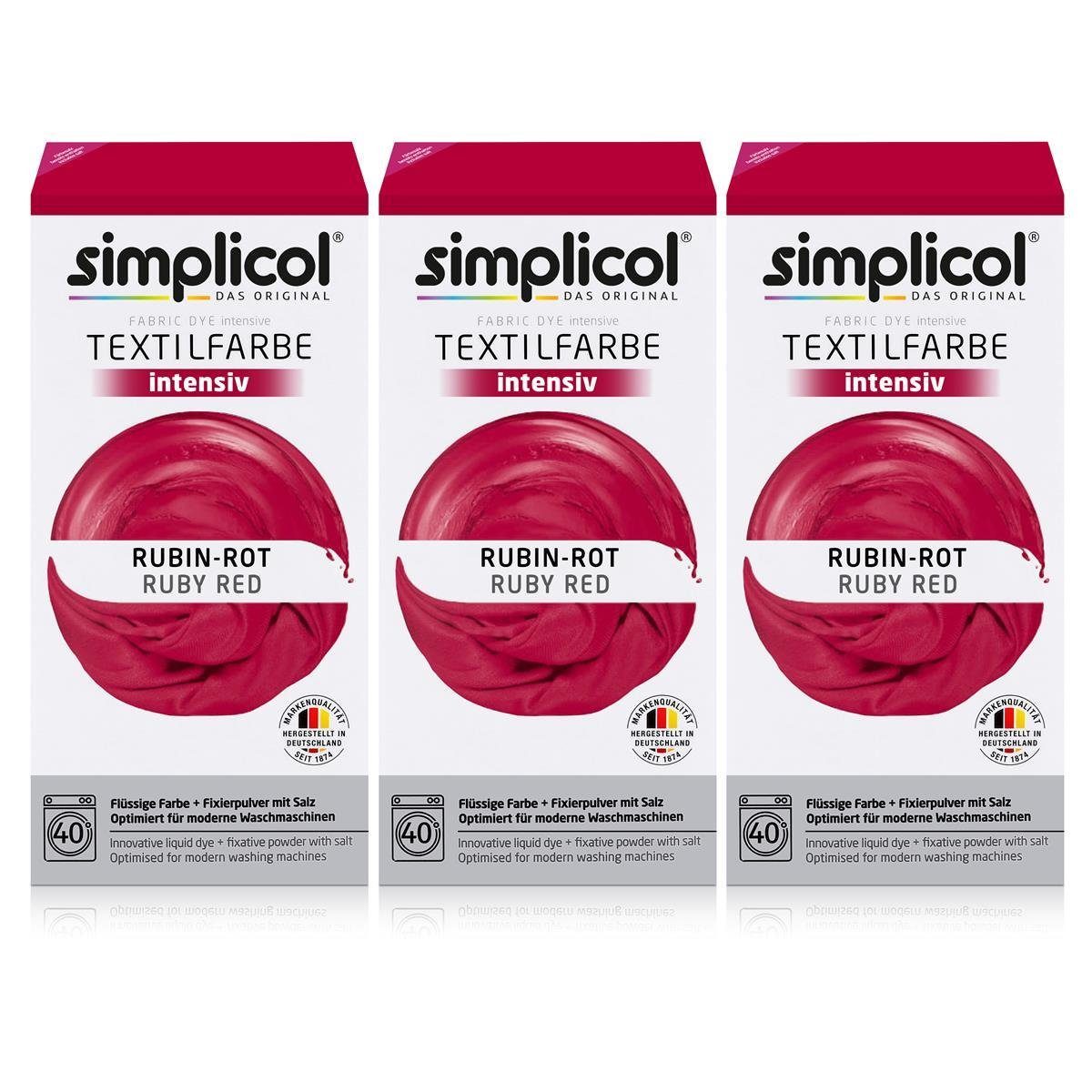 simplicol Textilfarbe Simplicol Textilfarbe intensiv Rubin-Rot - Einfaches Färben (3er Pack)