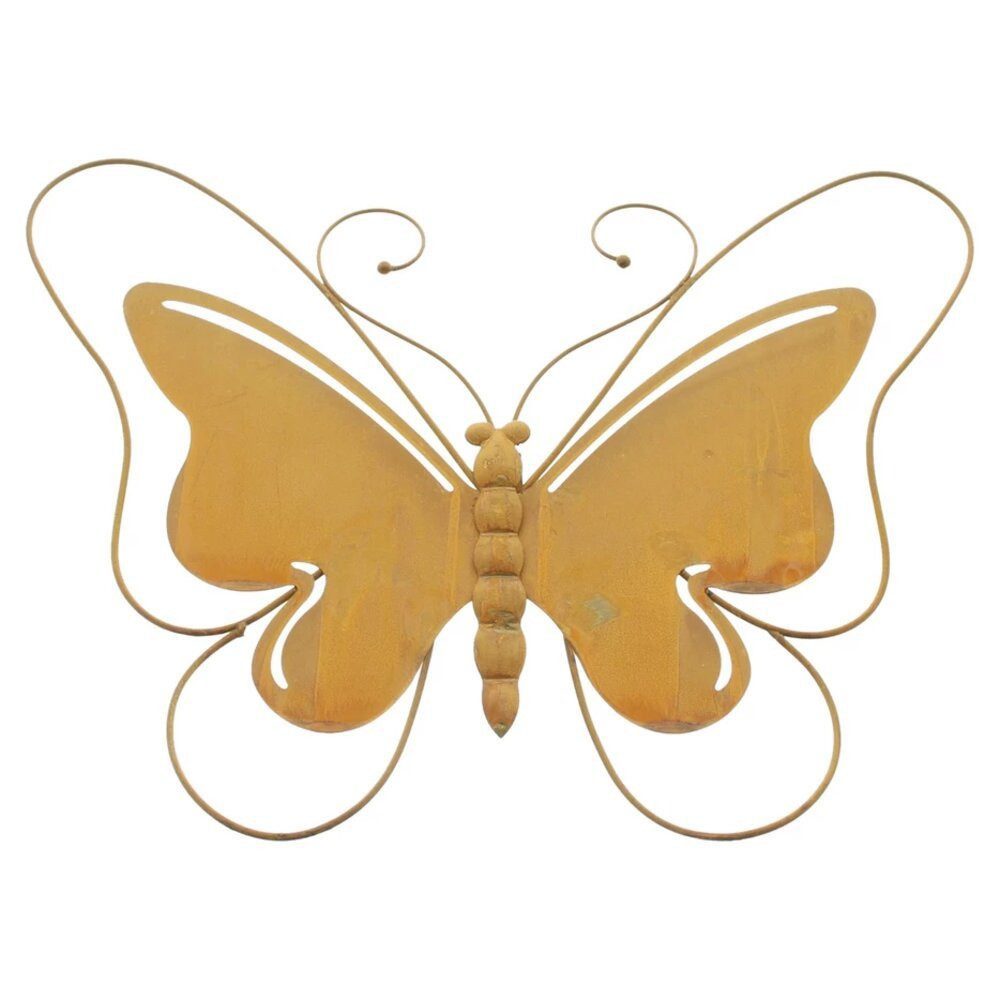 Home-trends24.de Gartenfigur Wandhänger Schmetterling Gartendeko Figur Rost Metall Wanddeko
