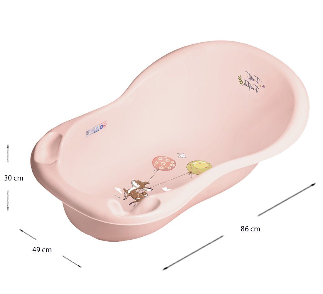 FOREST Rosa Teile Ständer Europe Premium-Set), ** 2 Wanne Babybadewanne + cm, in (Made + **Babywanne Grau Babybadeset Ständer - + Tega-Baby Set Badesitz 86