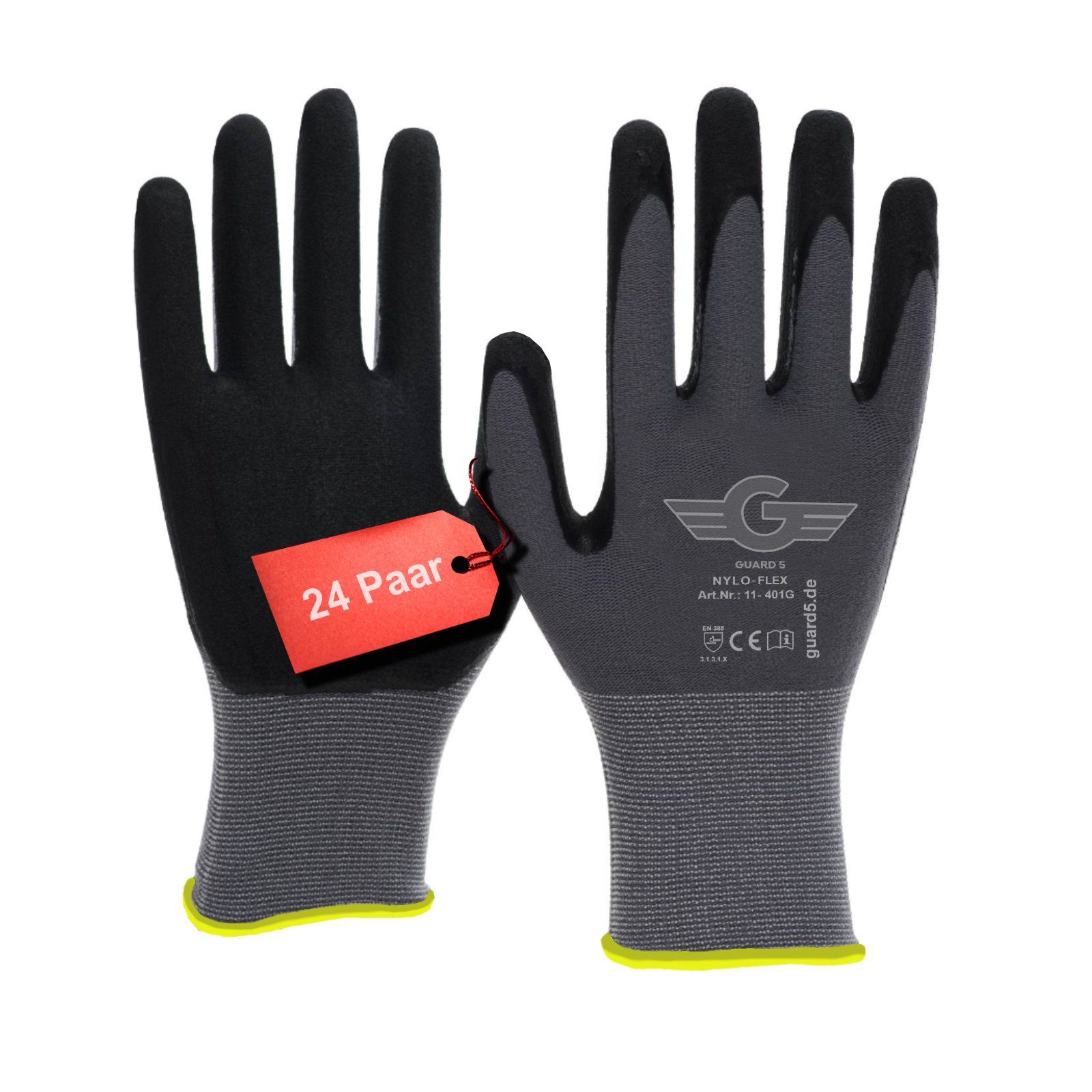 GUARD 5 Arbeitshandschuhe 5/12/24 Paar - geeignet für Bau, Montage, Gartena günstig online kaufen