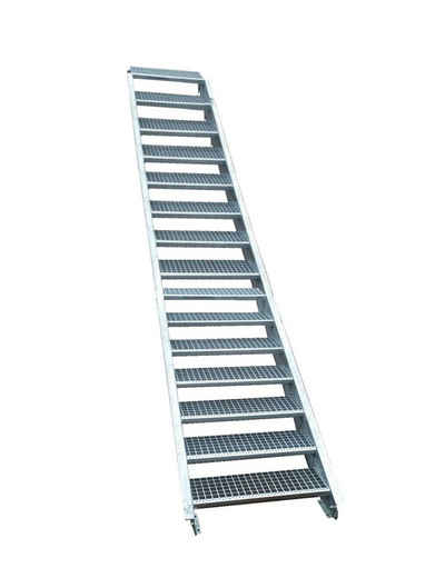 SRM Design Außentreppe 16 Stufen Stahltreppe Breite 70 cm Geschosshöhe 274-340cm inkl Zubehör