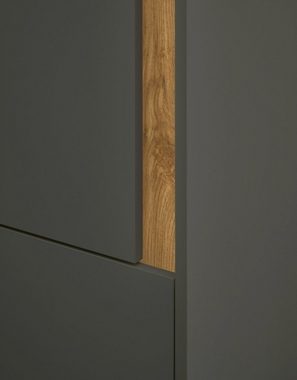 Furn.Design Aktenschrank Center (Hochschrank in grau mit Wotan Eiche, 3-türig, 50 x 200 cm) 5 Ordnerhöhen