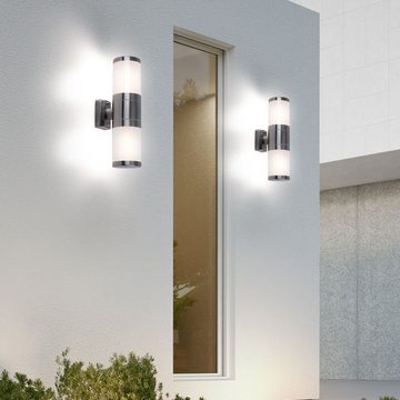 etc-shop LED Wandstrahler, Leuchtmittel inklusive, Kaltweiß, Warmweiß, Neutralweiß, Tageslichtweiß, Farbwechsel, Außen Wand Leuchte Up Down Edelstahl steuerbar per Handy App im Set