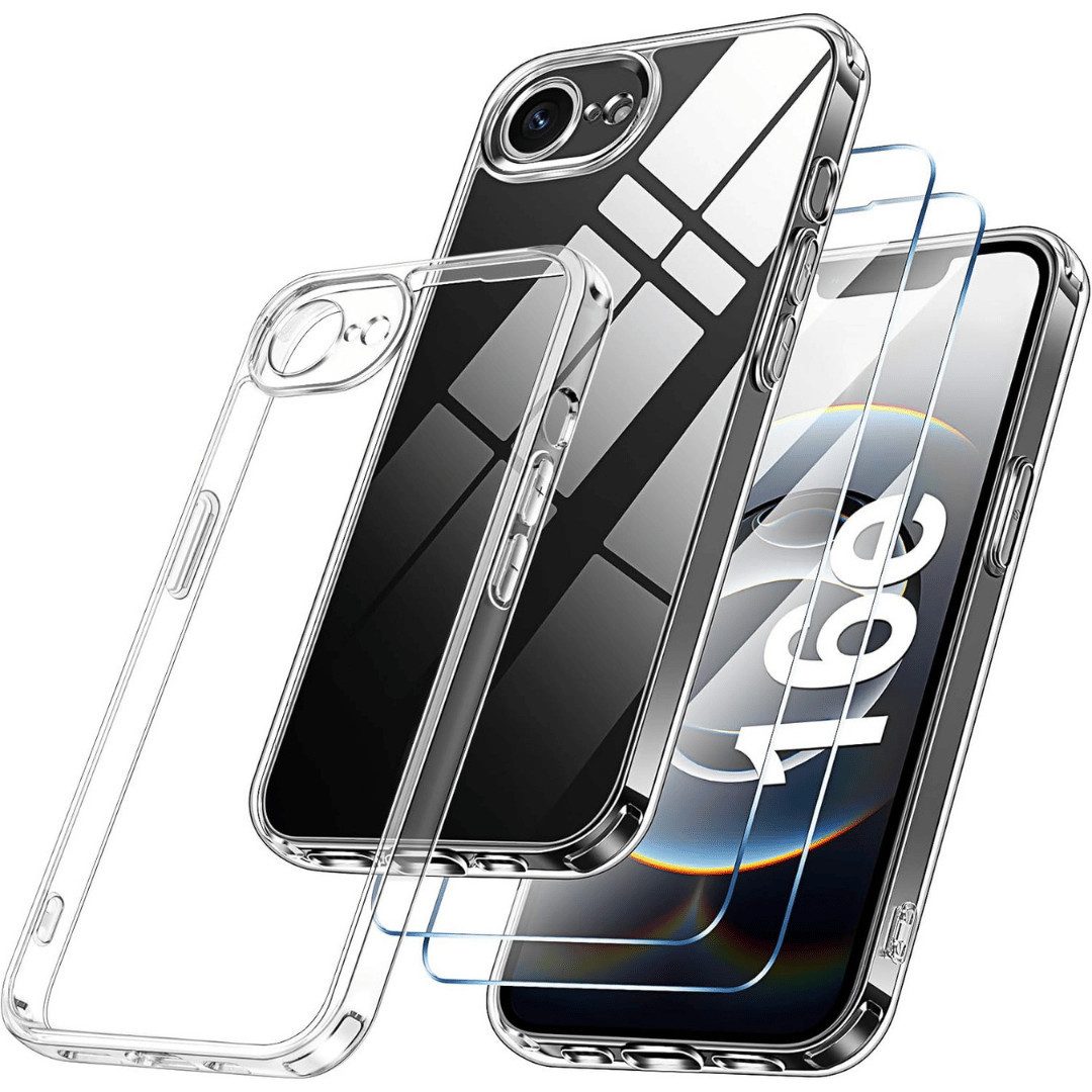 SmartUP Smartphone-Hülle + 2X Schutzglas für iPhone 16e Display Panzerglas Panzerfolie Case 9H 6,1 Zoll, kompletter Rundumschutz, MagSafe-Technologie