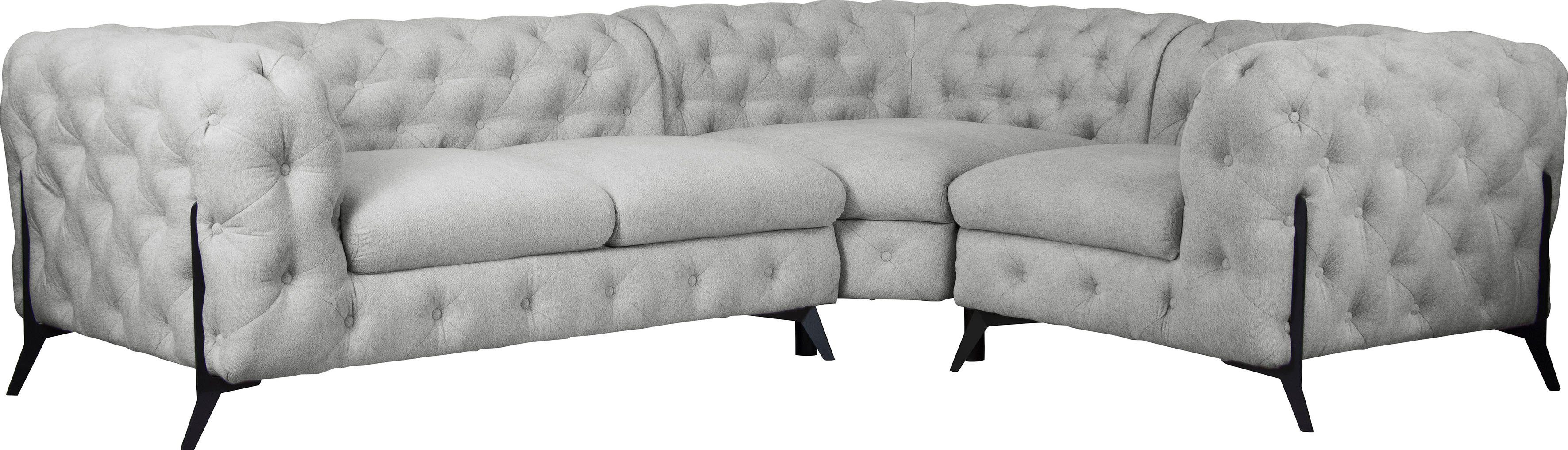 Leonique Chesterfield-Sofa Amaury L-Form, moderne Chersterfield-Optik, Breite 262 cm, Fußfarbe wählbar