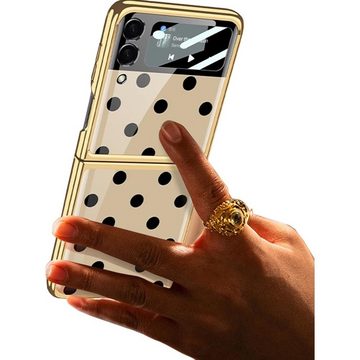 Wigento Handyhülle Für Samsung Galaxy Z Flip3 5G Punkte Galvanisieren Design Kunststoff Hart Cover Handy Tasche Hülle Etuis Schwarz