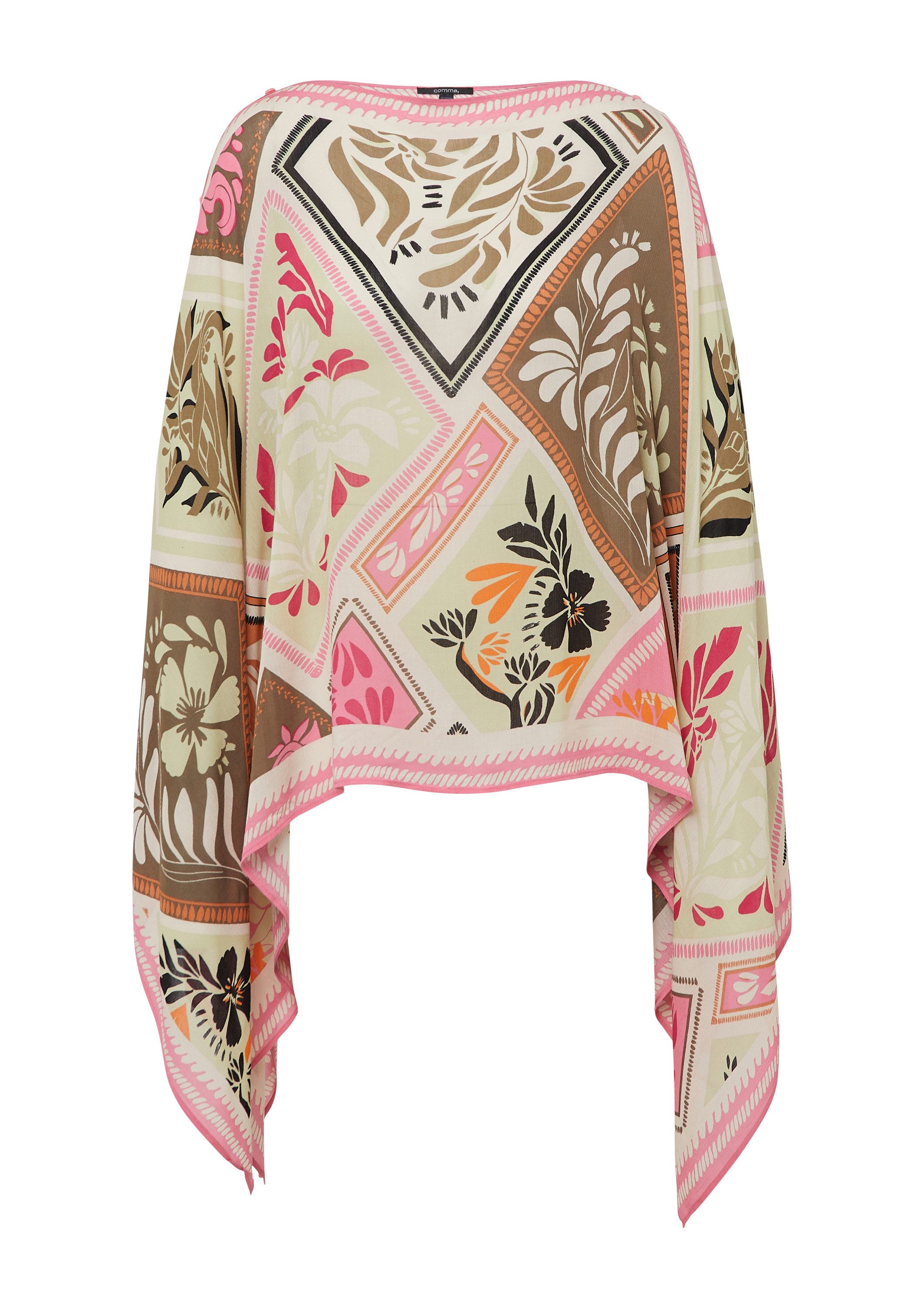 comma Poncho Indoor-Poncho Fließender Chiffon-Poncho mit All-over-Print günstig online kaufen