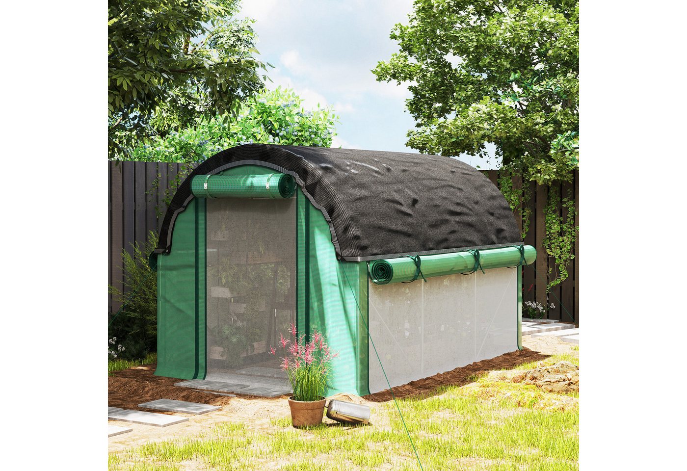 Outsunny Foliengewächshaus mit 6 Fenste... Outsunny Foliengewächshaus mit 6 Fenste...