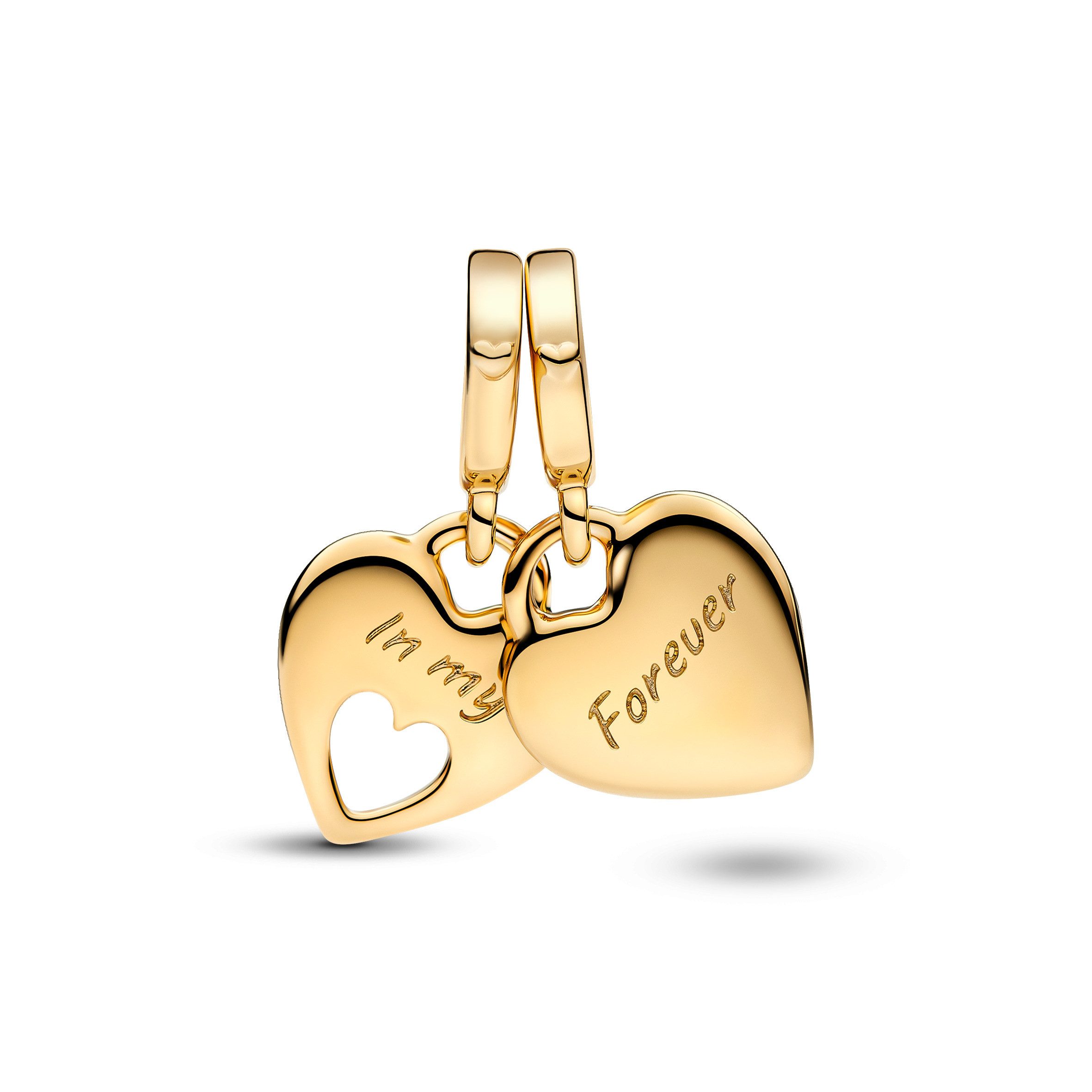 Pandora Charm-Einhänger MOMENTS Doppel-Charm Herzen Vergoldet günstig online kaufen