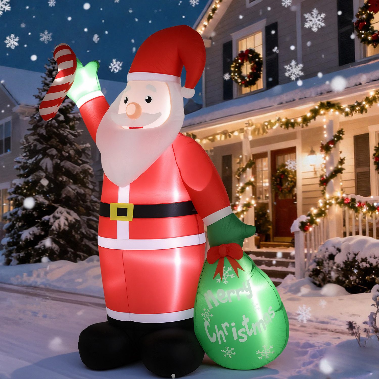 oyajia Weihnachtsfigur (Aufblasbarer Weihnachtsmann XXL LED beleuchtet + Be günstig online kaufen