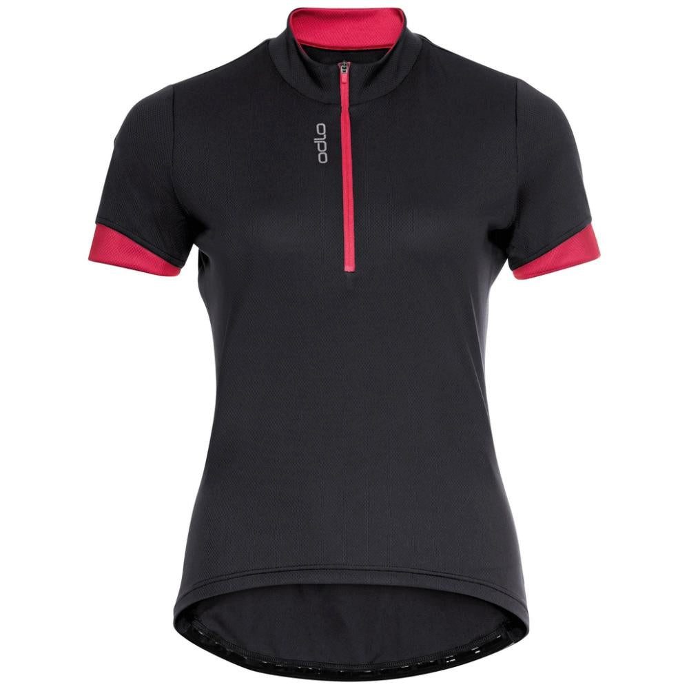 Odlo Funktionsshirt Odlo Women´s T-shirt 1/2 zip ESSENTIAL black paradise pink Größe S
