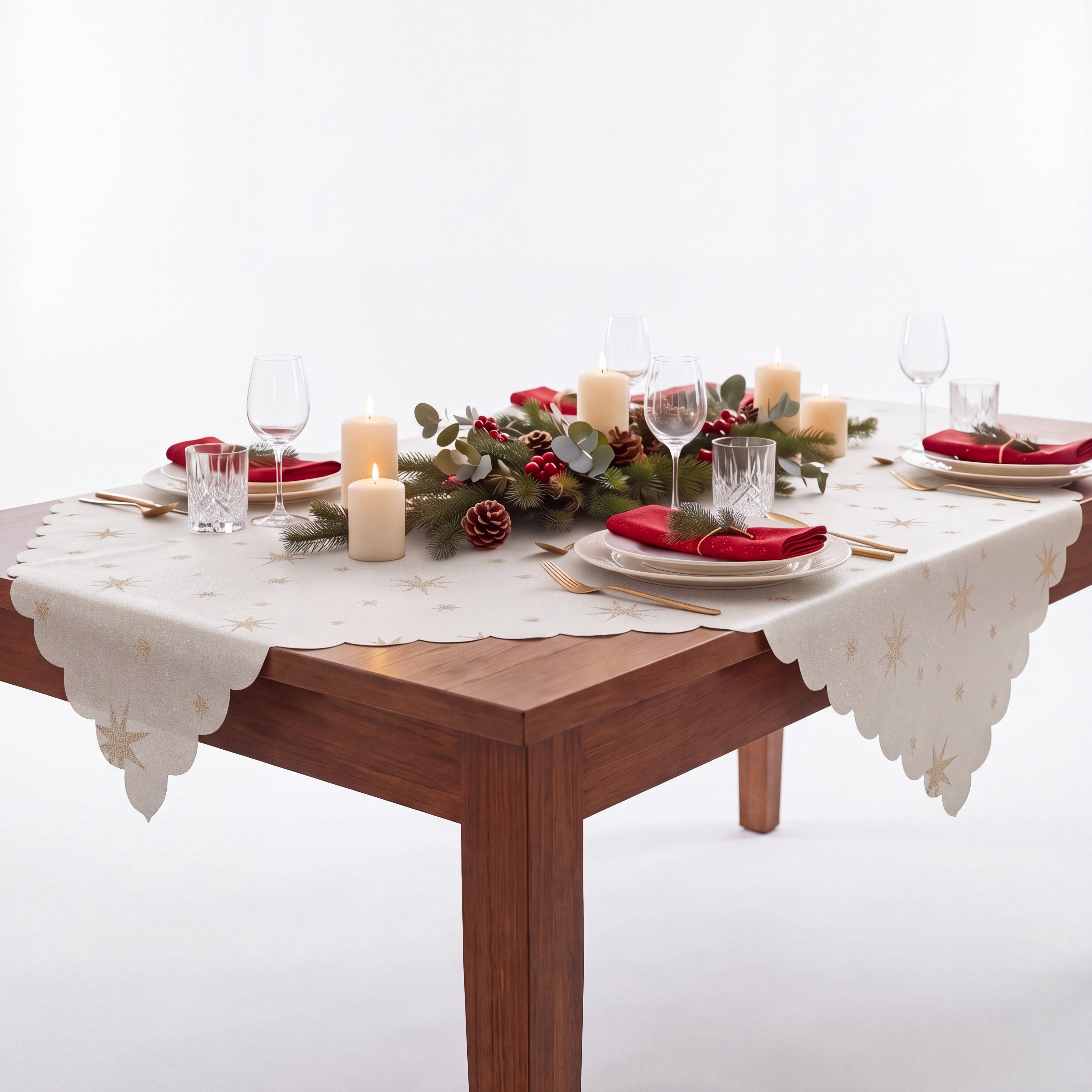 Stoffschmiede Tischdecke Weihnachten Sterne - Lurex Glanz - Versch. Größen & Farben, Lurex Glanz