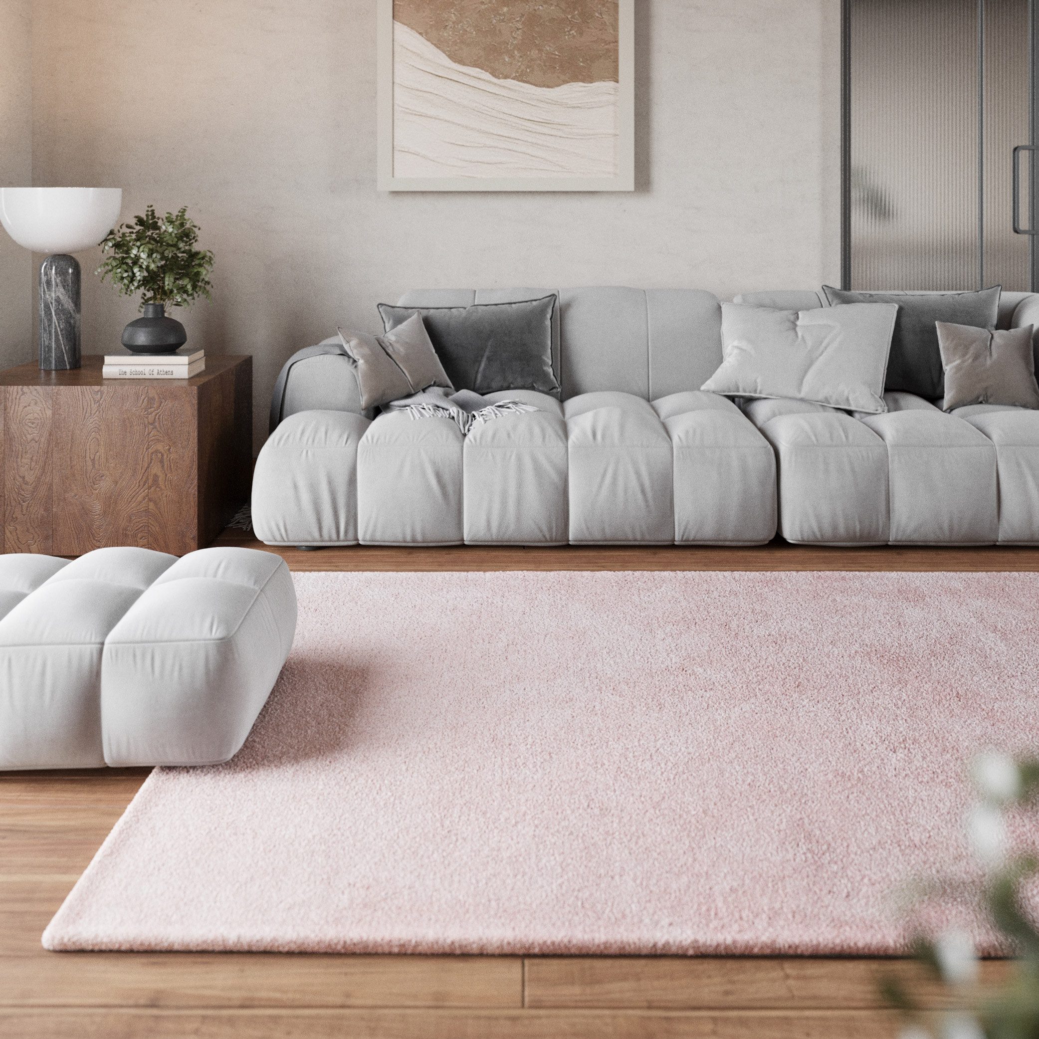 Homie Living Teppich Pisa, rund, Höhe: 25 mm, Hochflor, Microfaser, uni, weich, Shaggy, Wohnzimmer, Schlafzimmer