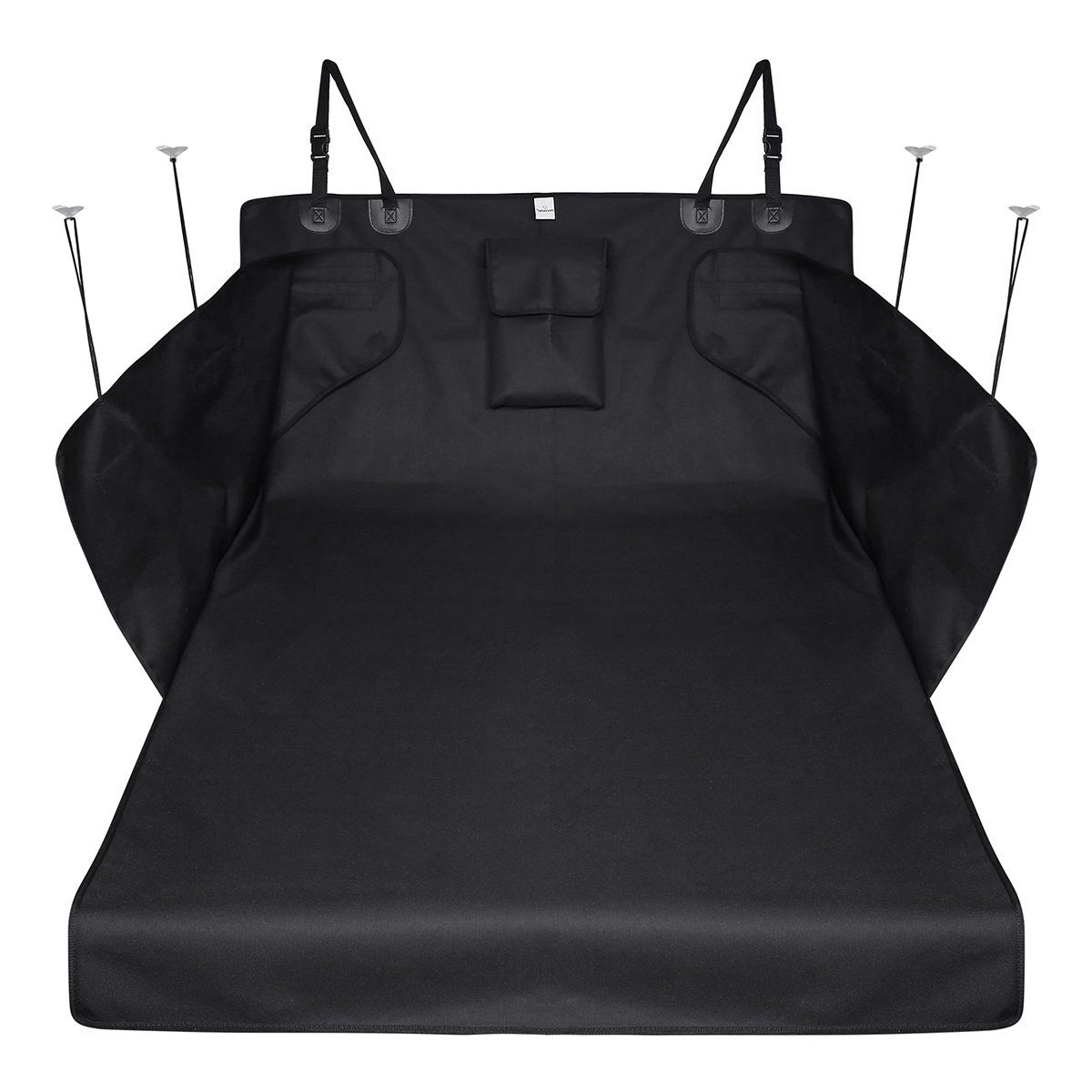 FOCUSPET Tier-Kofferraumschutzdecke, 105 x 175 cm Autodecke für Hunde mit einer Aufbewahrungstasche Wasserdicht Schwarz