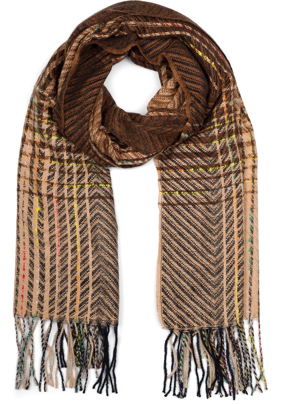 styleBREAKER Strickschal Feinstrick Schal Zick-Zack gestreift, (1-St)