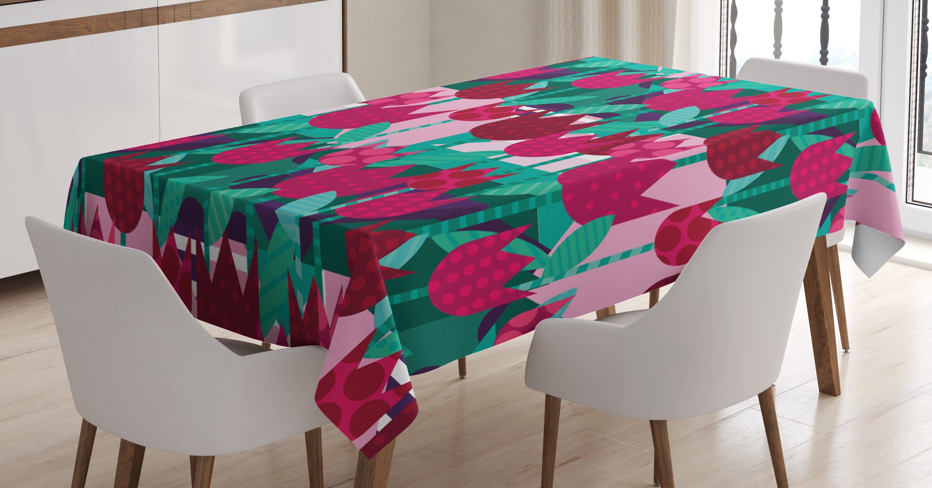 Bereich Tulpen Abstrakte den Für Klare Farbfest Blumen Tischdecke Außen geeignet Waschbar Blumen Farben, Abakuhaus