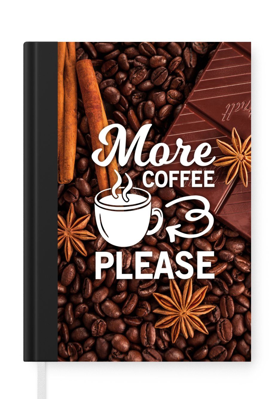MuchoWow Notizbuch Zitate - Sprichwörter - Kaffee - Mehr Kaffee bitte, Journal, Merkzettel, Tagebuch, Notizheft, A5, 98 Seiten, Haushaltsbuch